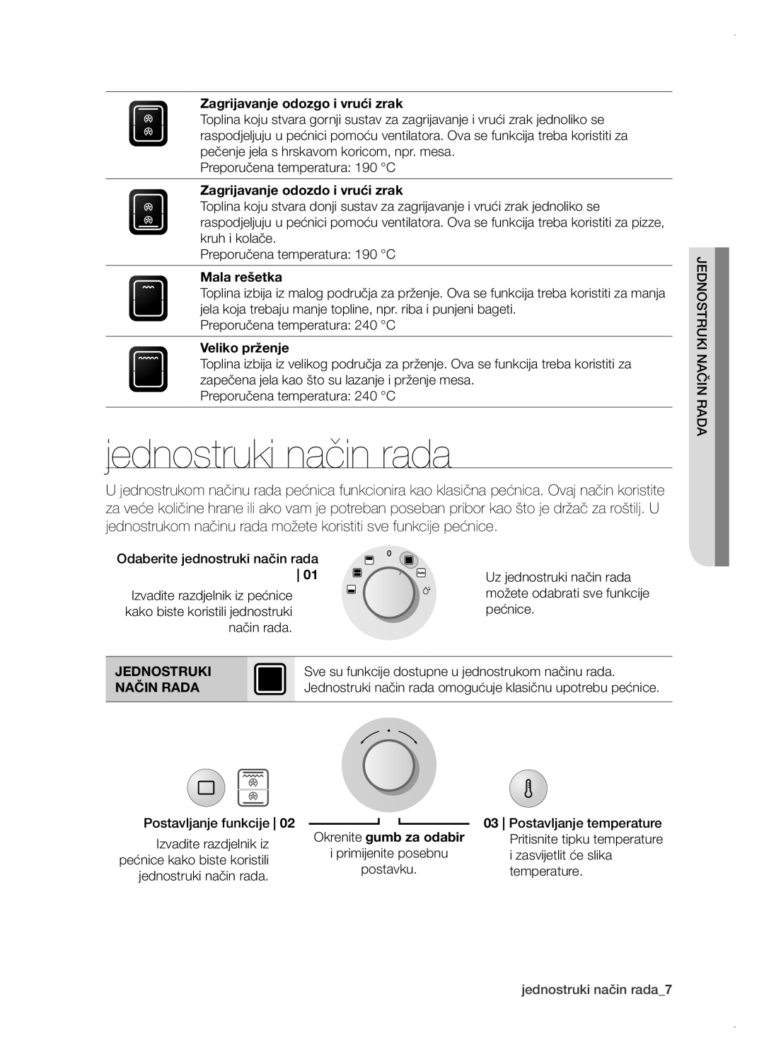 Samsung BT621FSGB/BOL manual Jednostruki način rada, Način Rada 