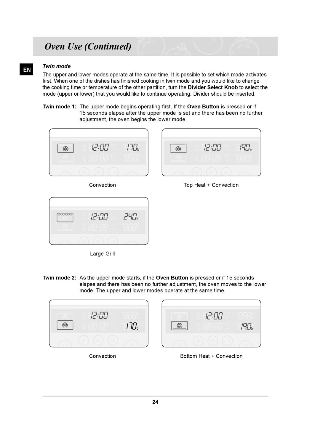 Samsung BT62CDBFST, BT62CDBST owner manual Twin mode 