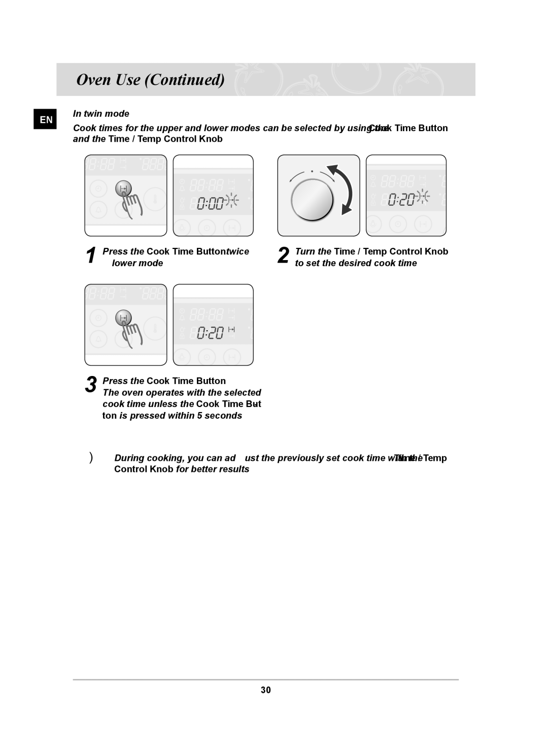 Samsung BT62CDBFST, BT62CDBST owner manual Oven Use 