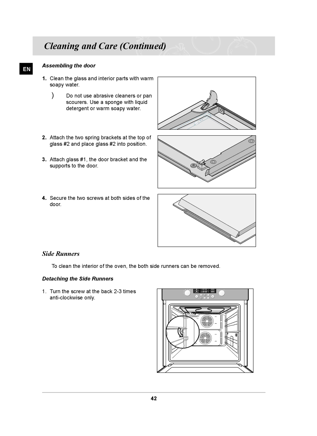 Samsung BT62CDBFST, BT62CDBST owner manual Assembling the door, Detaching the Side Runners 