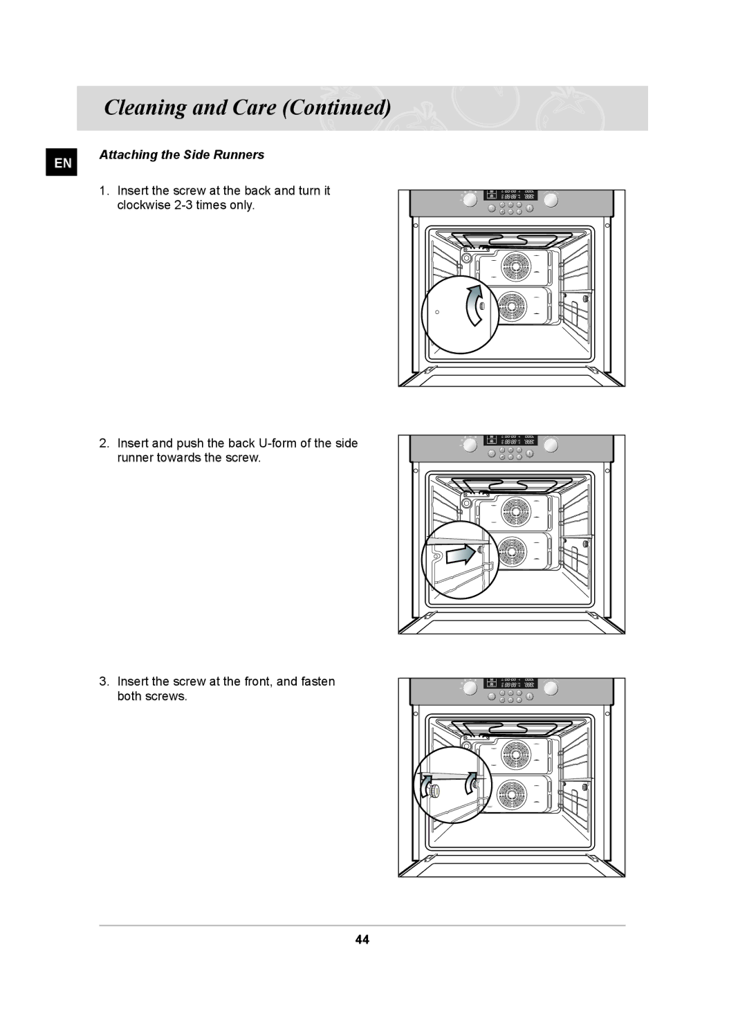 Samsung BT62CDBFST, BT62CDBST owner manual Attaching the Side Runners 