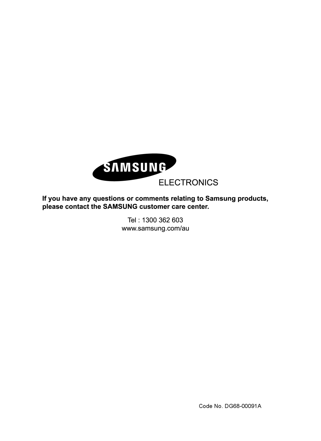 Samsung BT62CDBFST, BT62CDBST owner manual Code No. DG68-00091A 