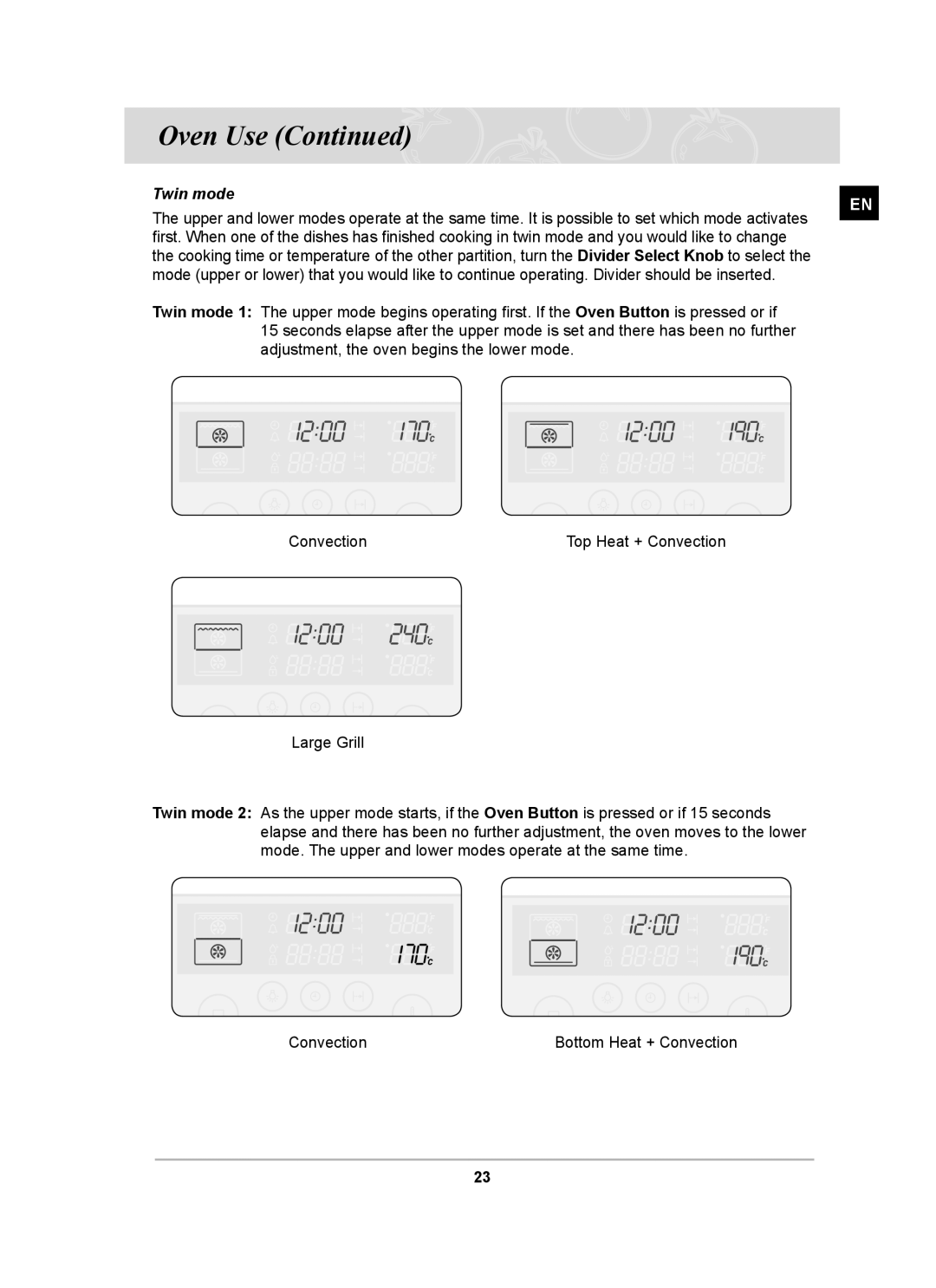 Samsung BT62CDBSTL/XET manual Twin mode 