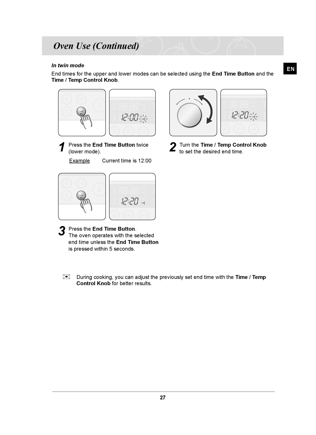 Samsung BT62CDBSTL/XET manual Oven Use 