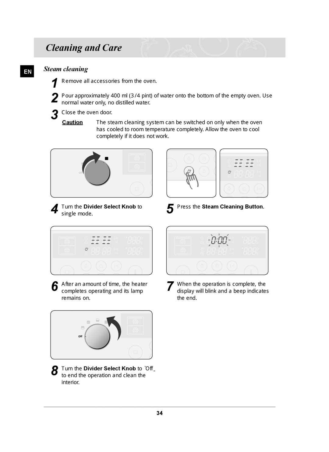 Samsung BT62CDBSTL/XET manual Cleaning and Care, Steam cleaning 