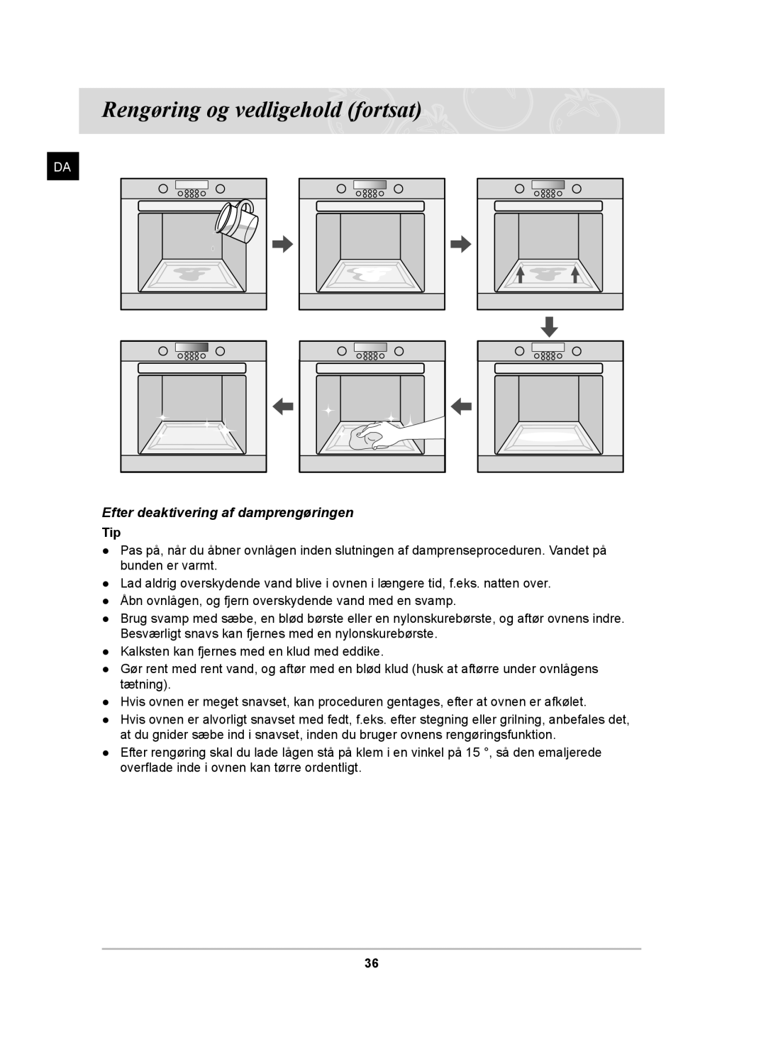 Samsung BT62CDBST/XEE manual Rengøring og vedligehold fortsat, Tip 