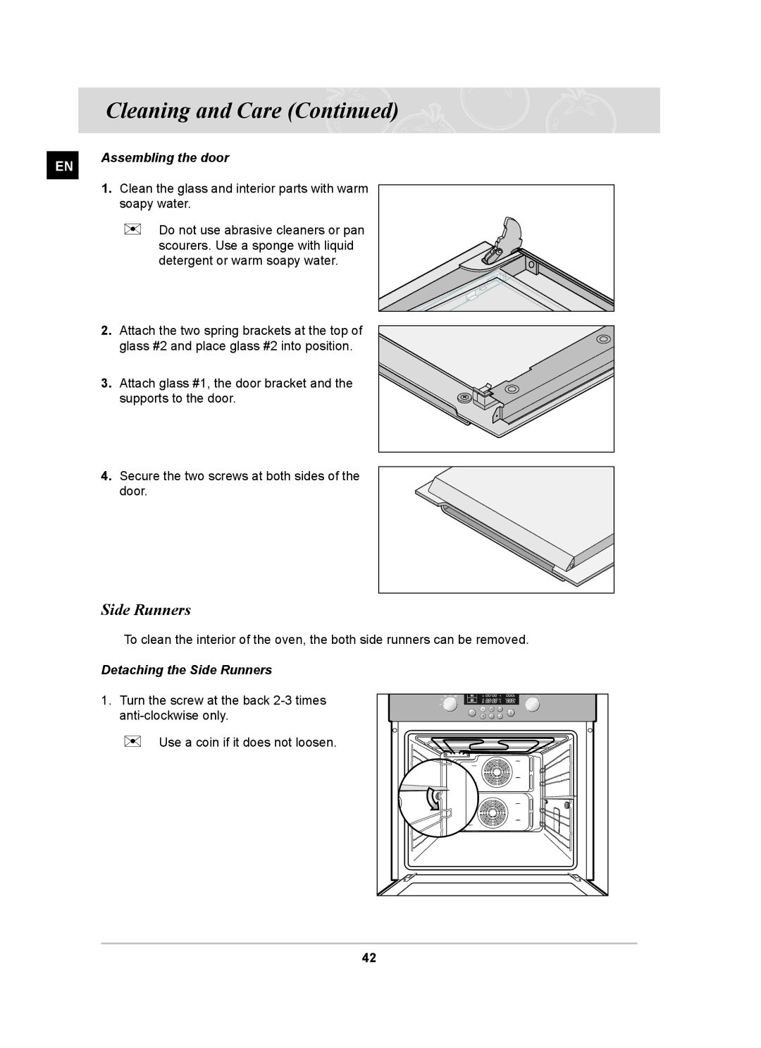 Samsung BT62CDBST/XEE manual Assembling the door, Detaching the Side Runners 