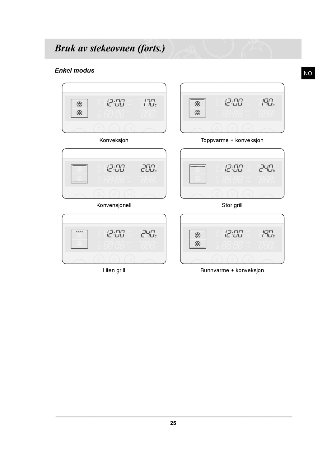 Samsung BT62CDBST/XEE manual Enkel modus 