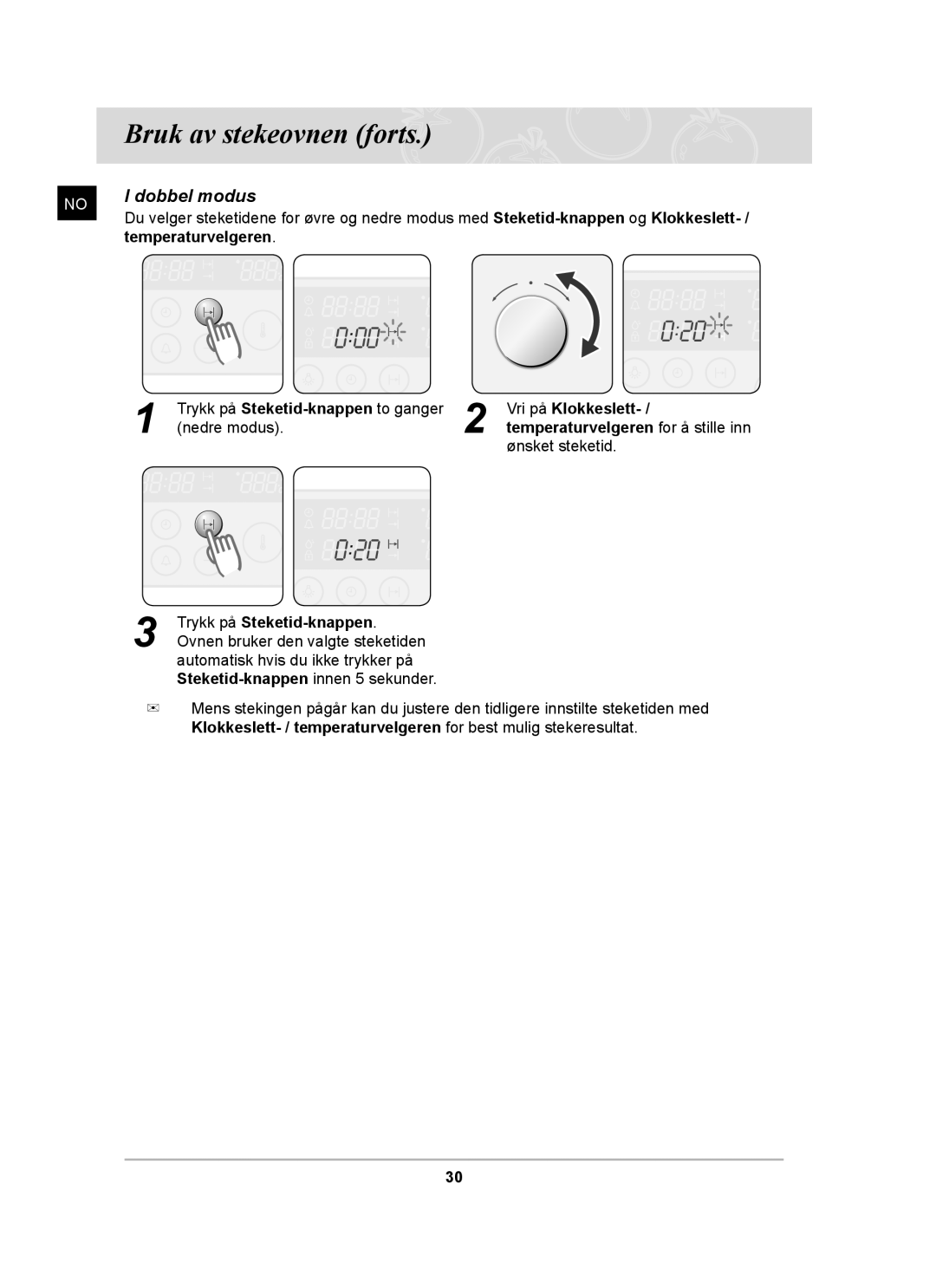 Samsung BT62CDBST/XEE manual Nedre modus 