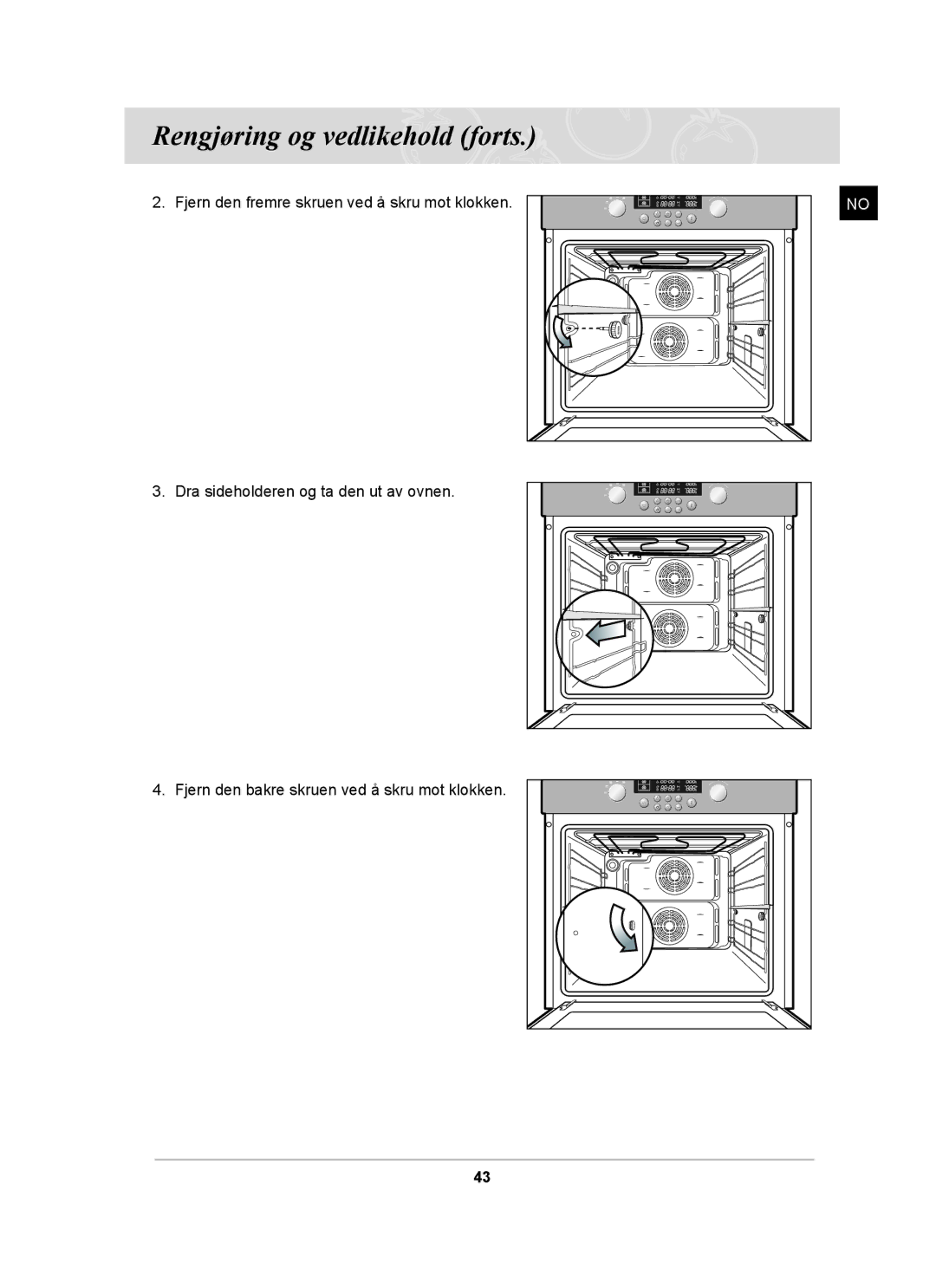 Samsung BT62CDBST/XEE manual Rengjøring og vedlikehold forts 