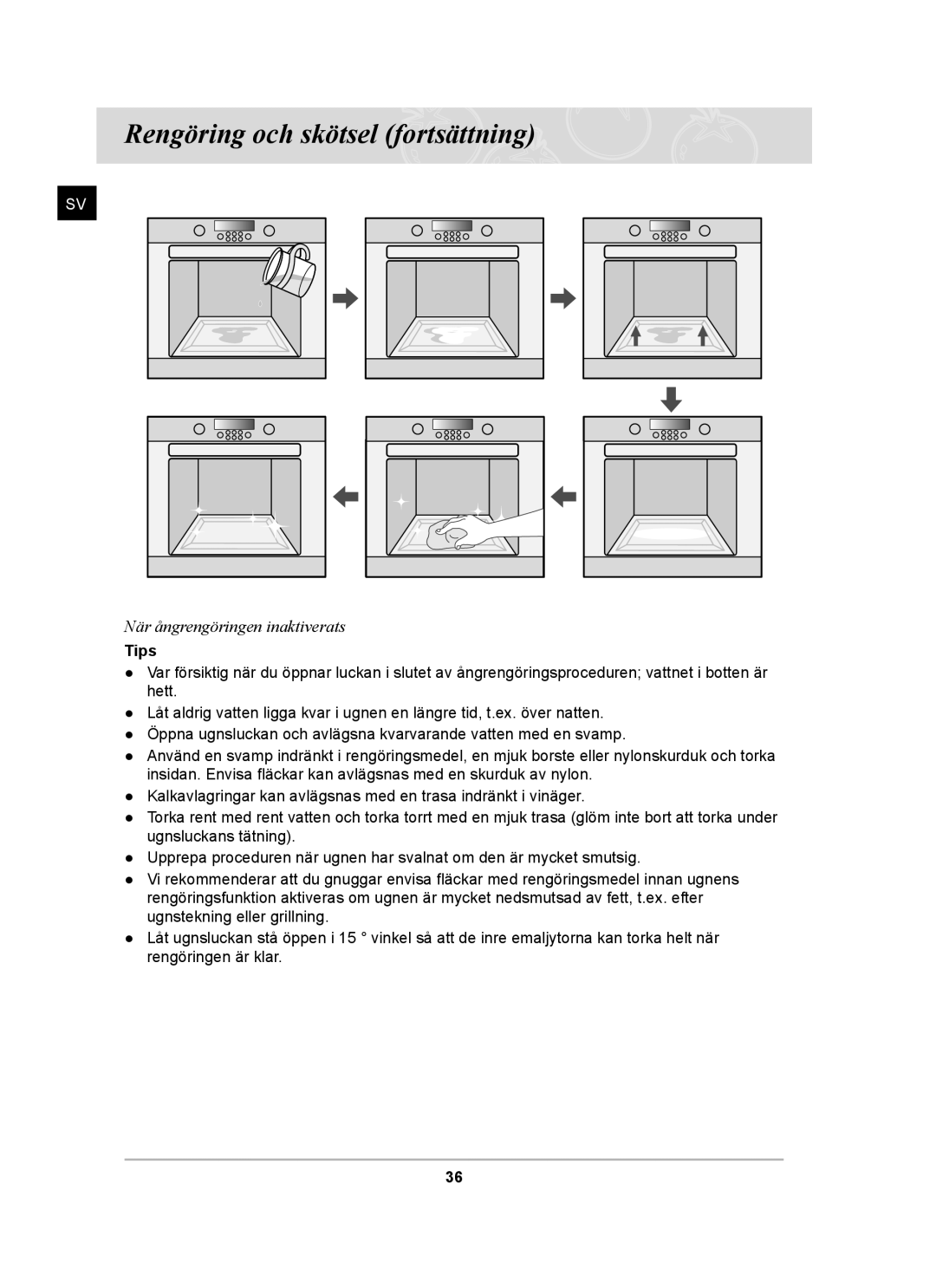 Samsung BT62CDBST/XEE manual Rengöring och skötsel fortsättning, Tips 