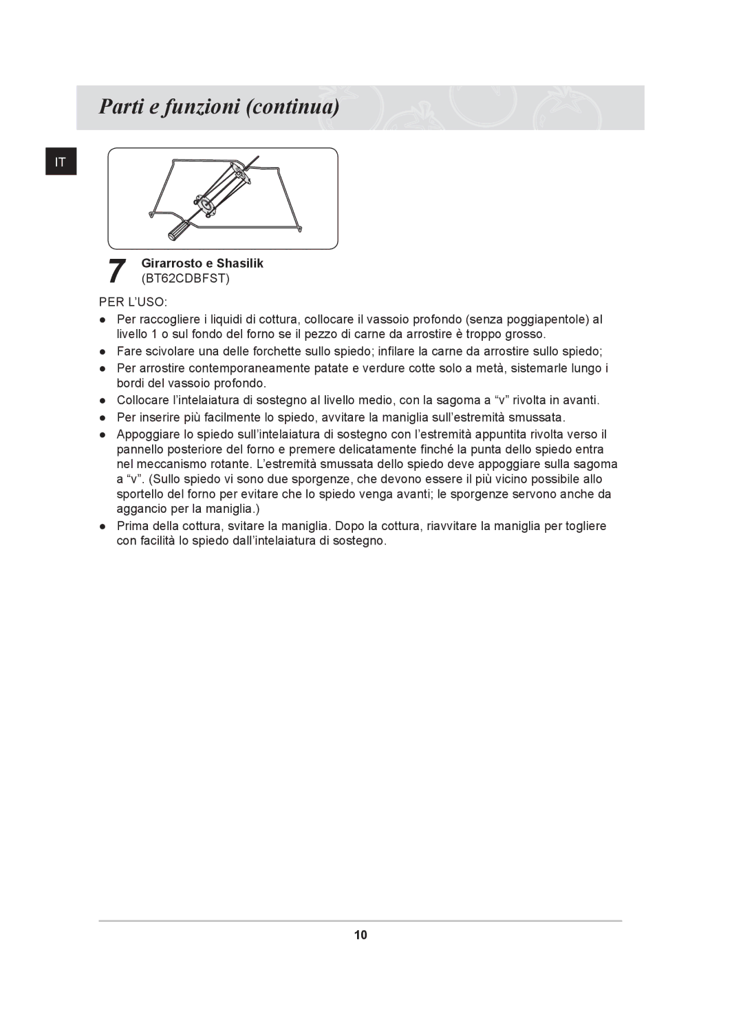 Samsung BT62CDBST/XET manual Per L’Uso 