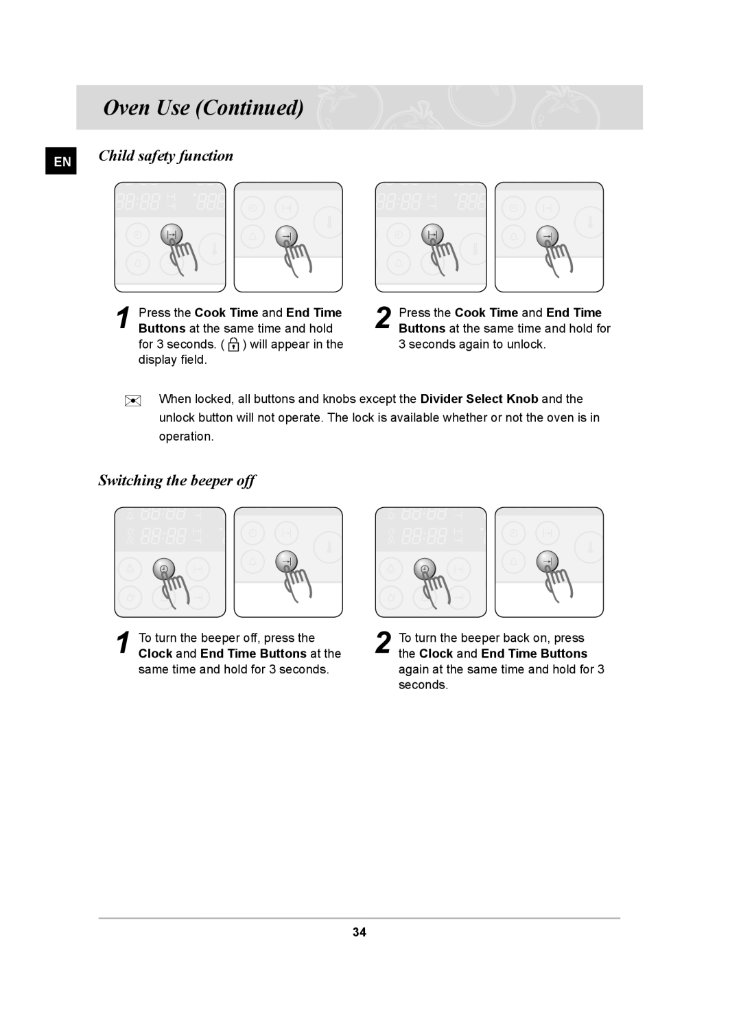 Samsung BT62CDBST/XET manual Child safety function, Switching the beeper off 