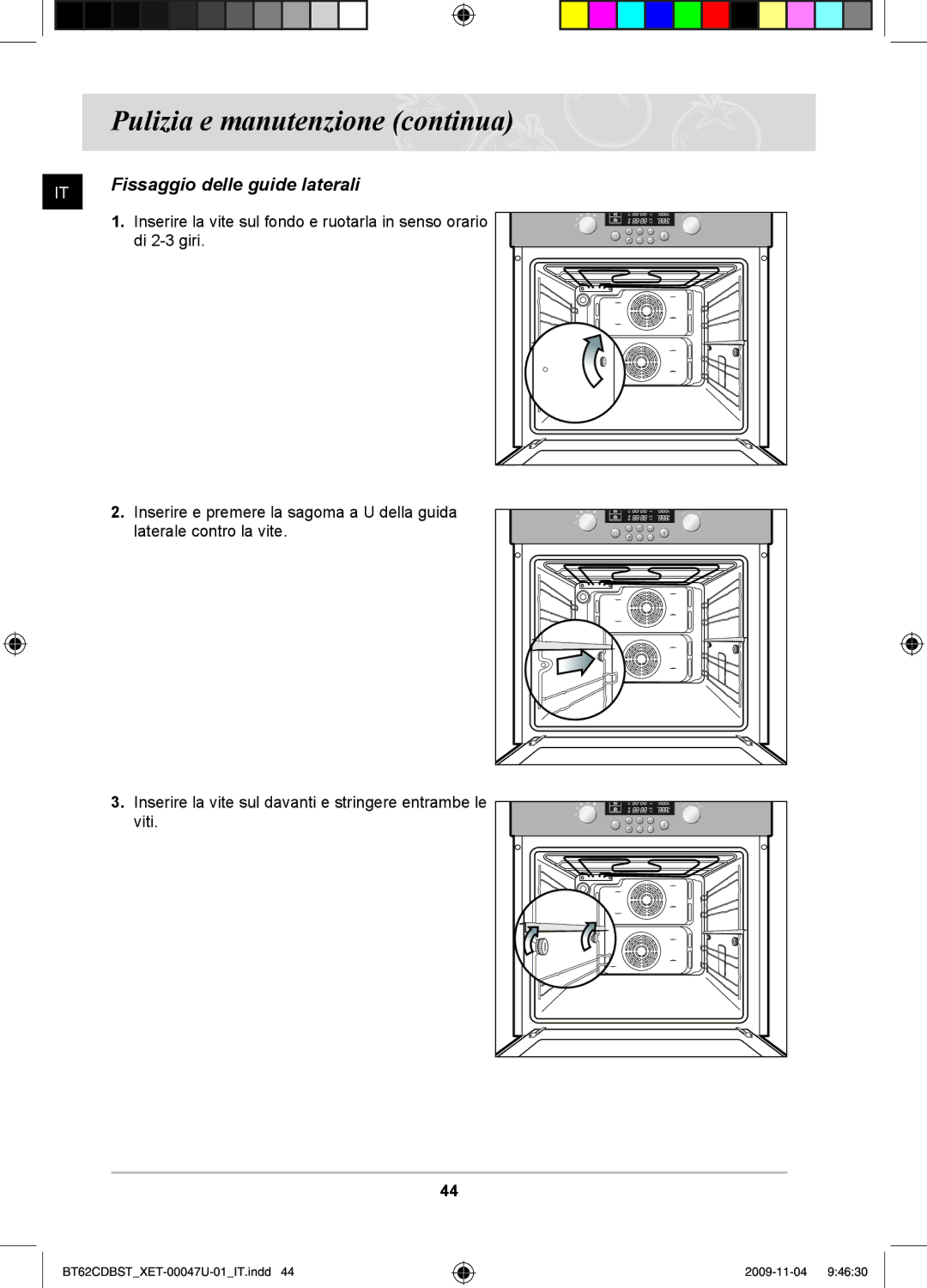 Samsung BT62CDBST/XET manual Fissaggio delle guide laterali 