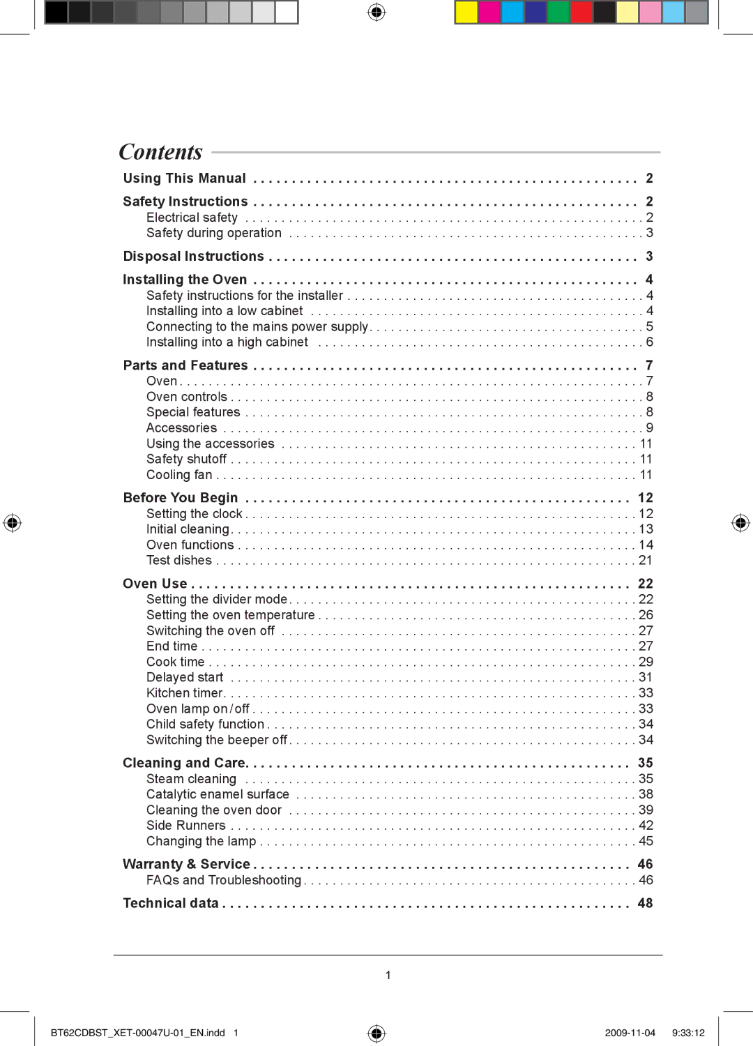 Samsung BT62CDBST/XET manual Contents 