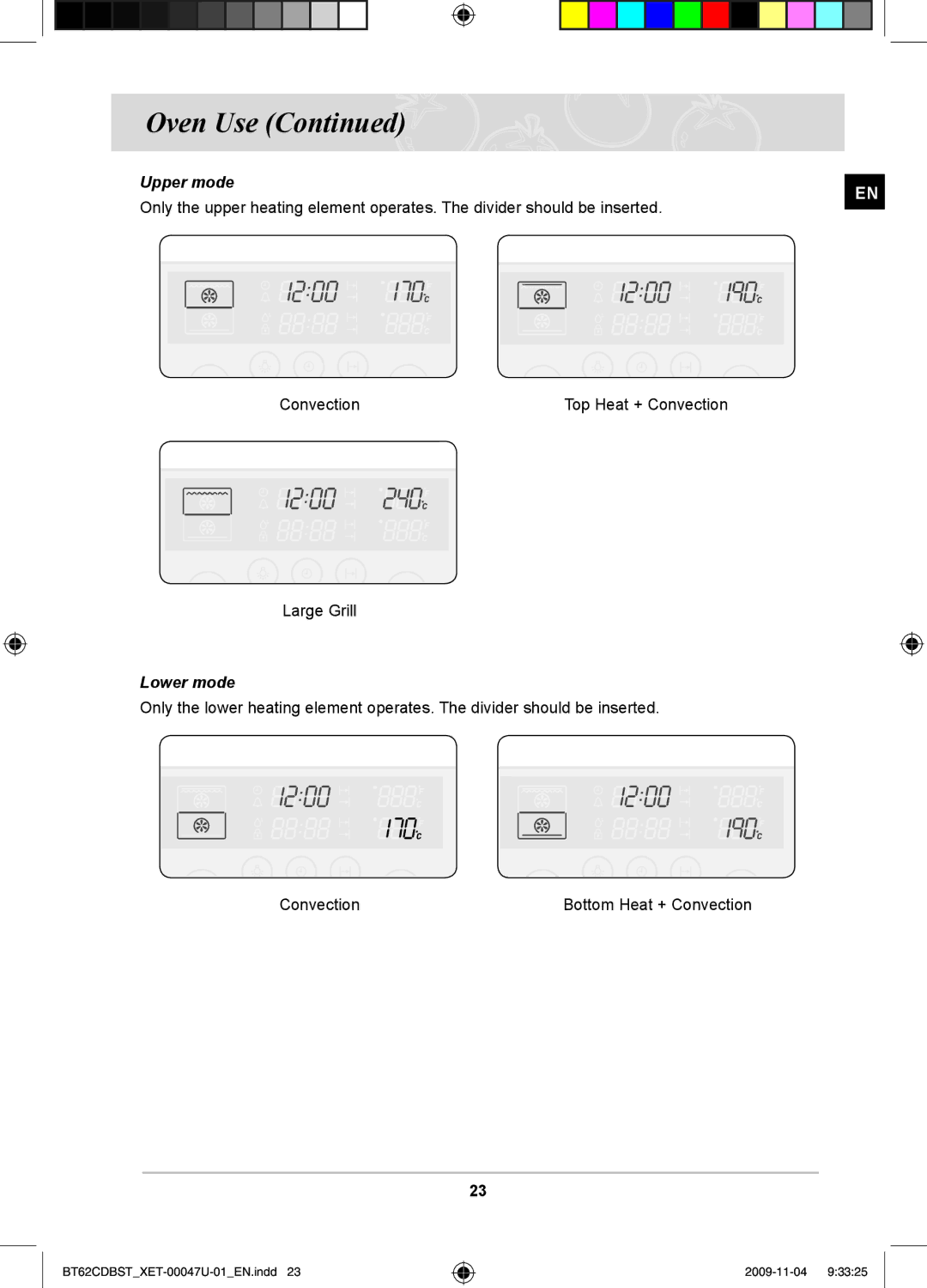 Samsung BT62CDBST/XET manual Lower mode 