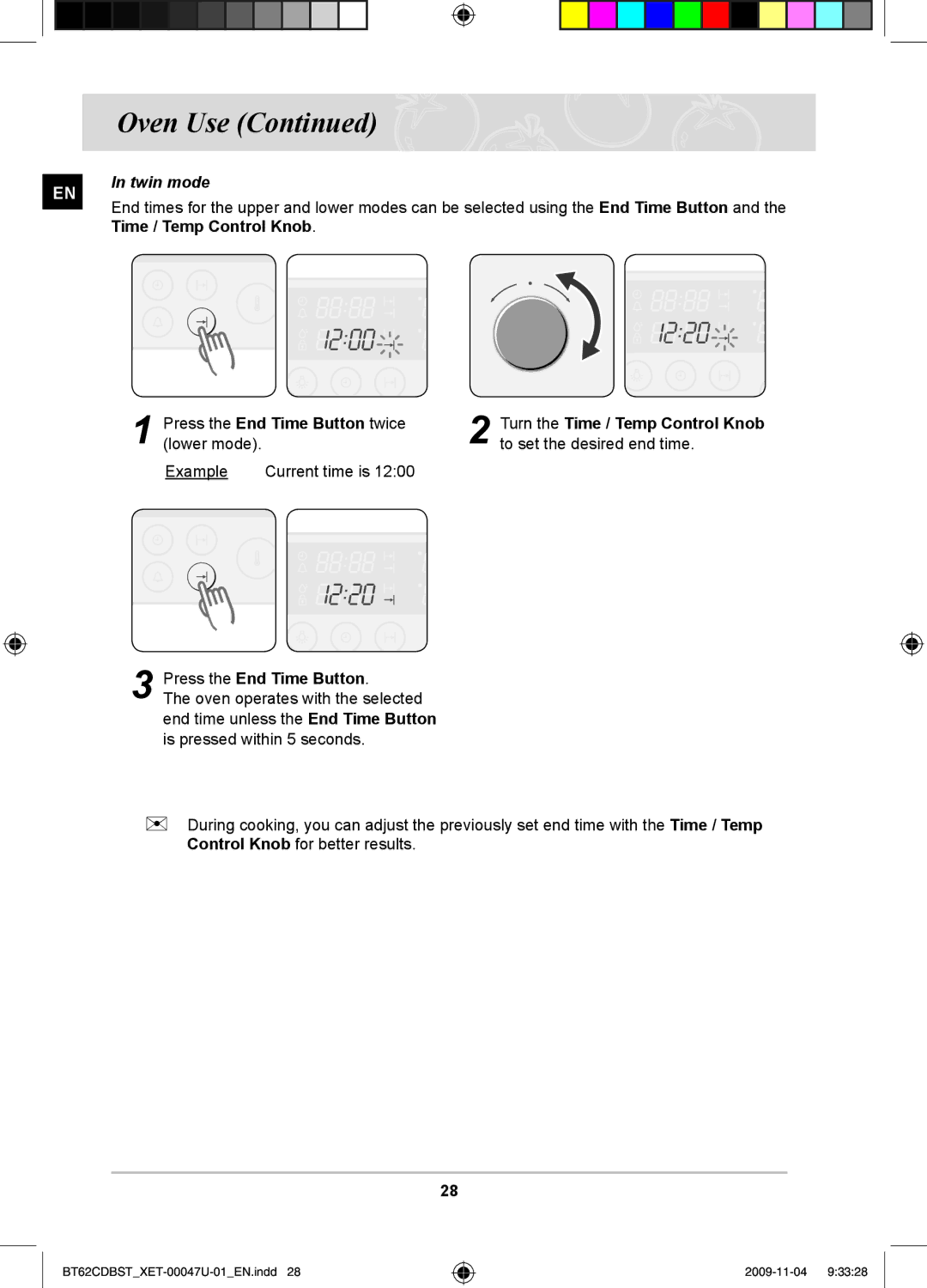 Samsung BT62CDBST/XET manual Time / Temp Control Knob 