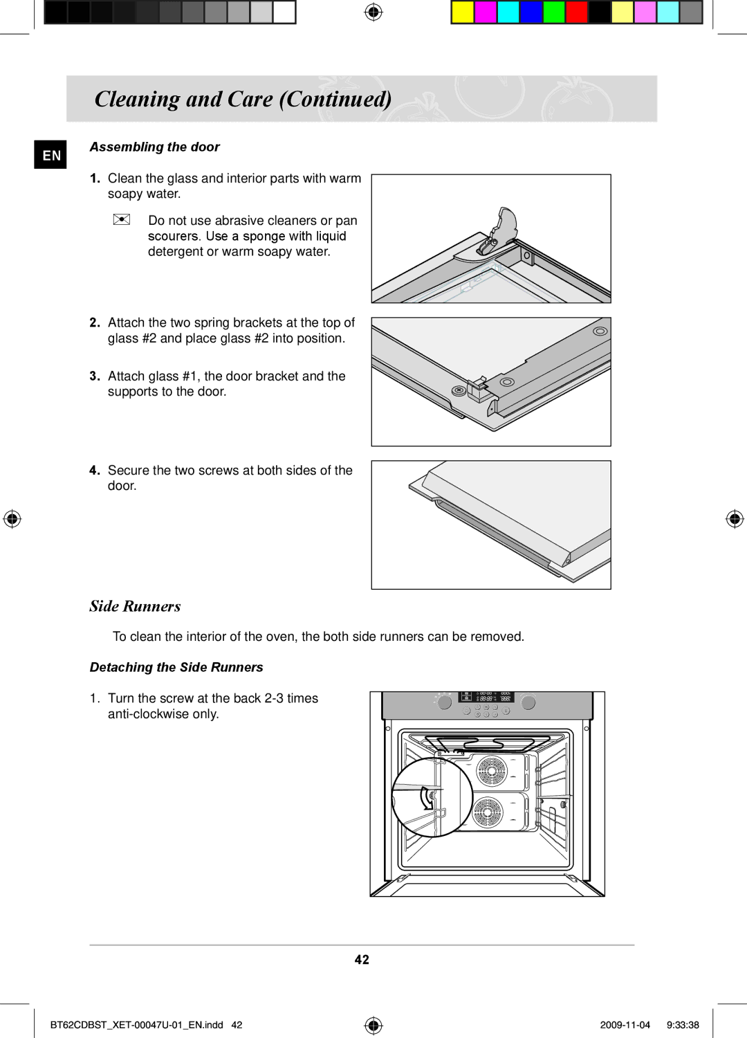 Samsung BT62CDBST/XET manual Assembling the door, Detaching the Side Runners 