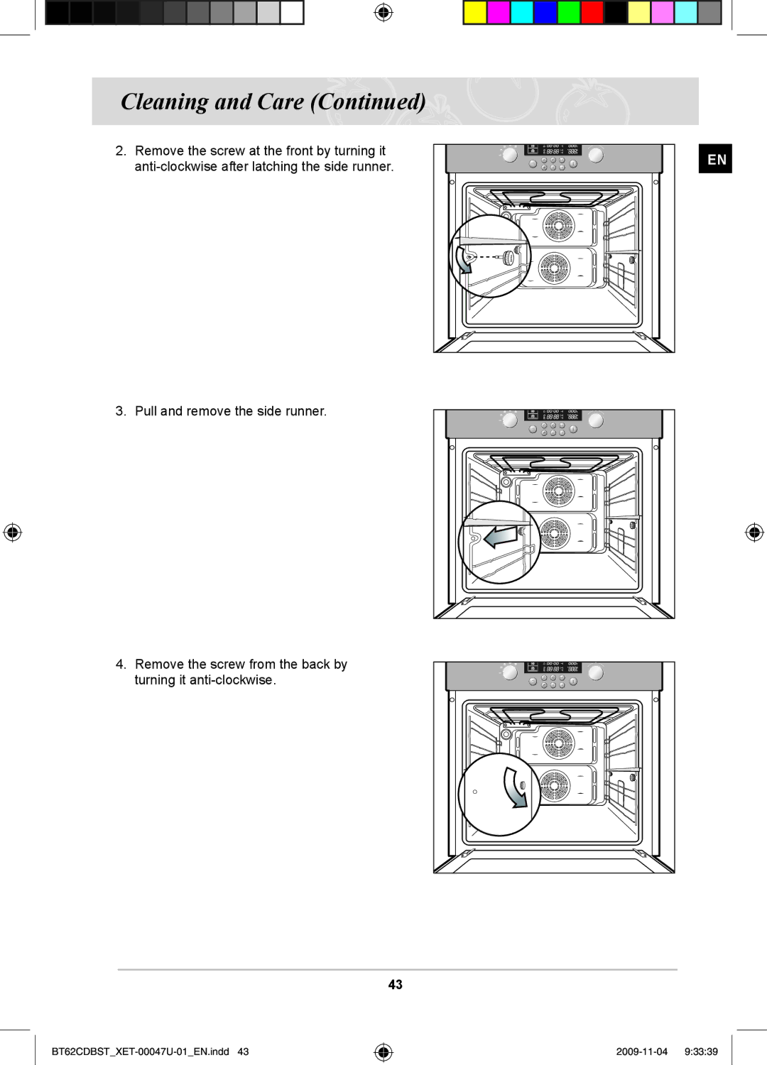 Samsung BT62CDBST/XET manual Cleaning and Care 