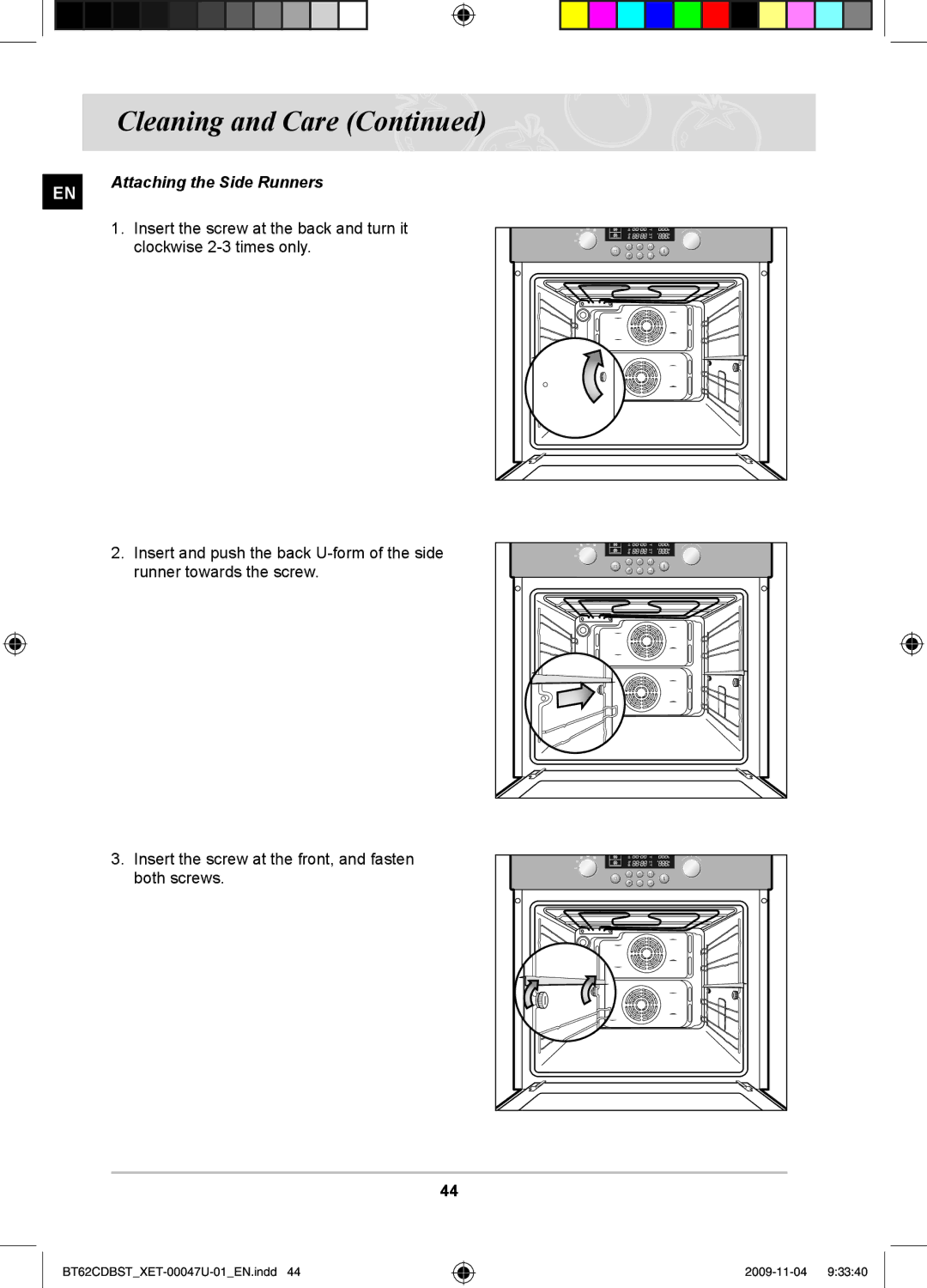 Samsung BT62CDBST/XET manual Attaching the Side Runners 