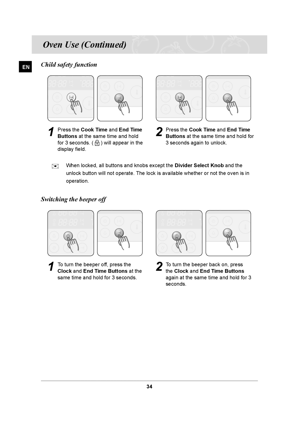 Samsung BT62CDST/BOL manual Child safety function, Switching the beeper off 