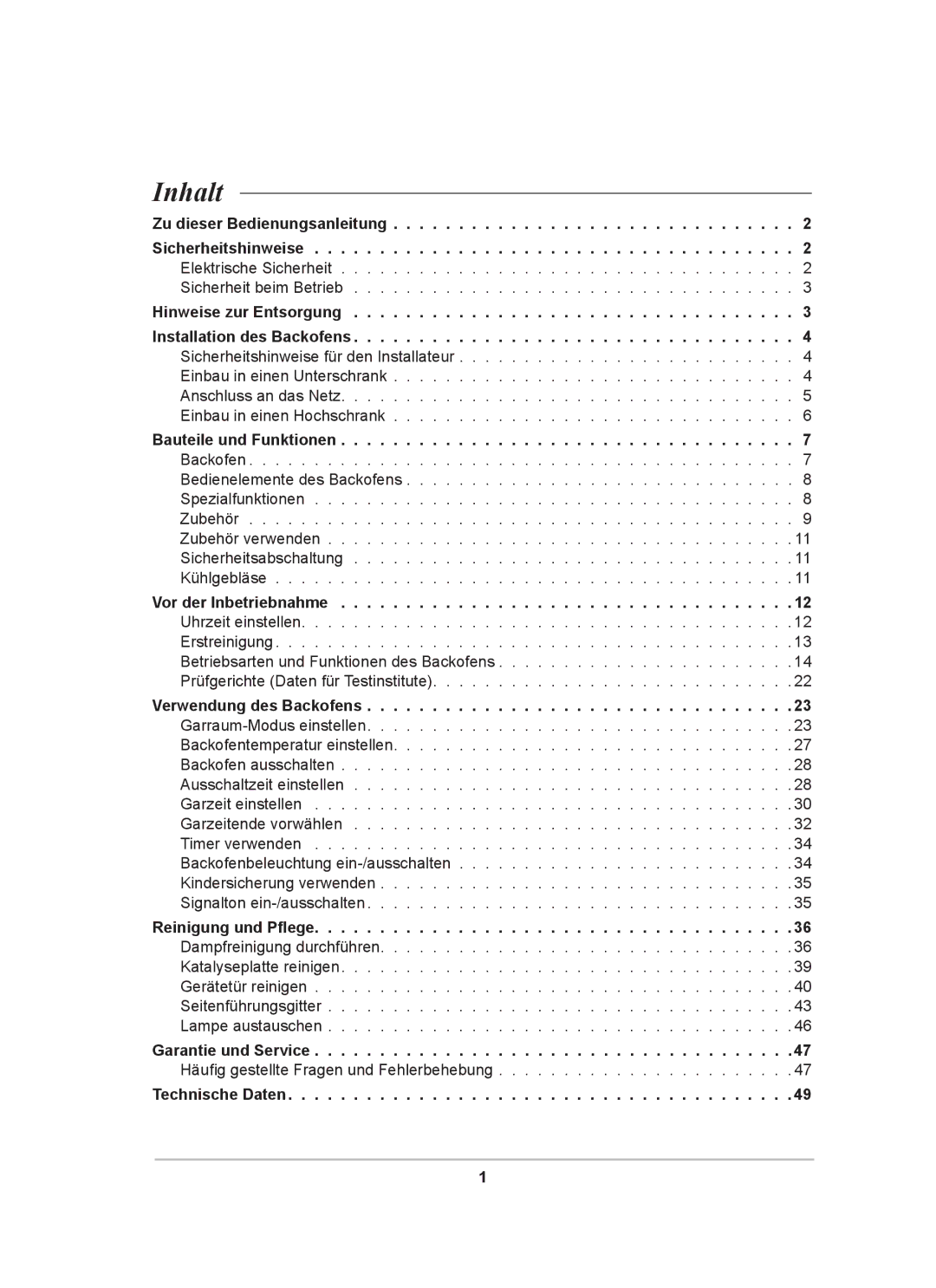 Samsung BT62CDST/XEG manual Inhalt 