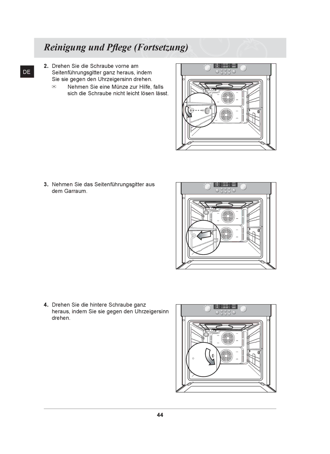 Samsung BT62CDST/XEG manual Reinigung und Pflege Fortsetzung 