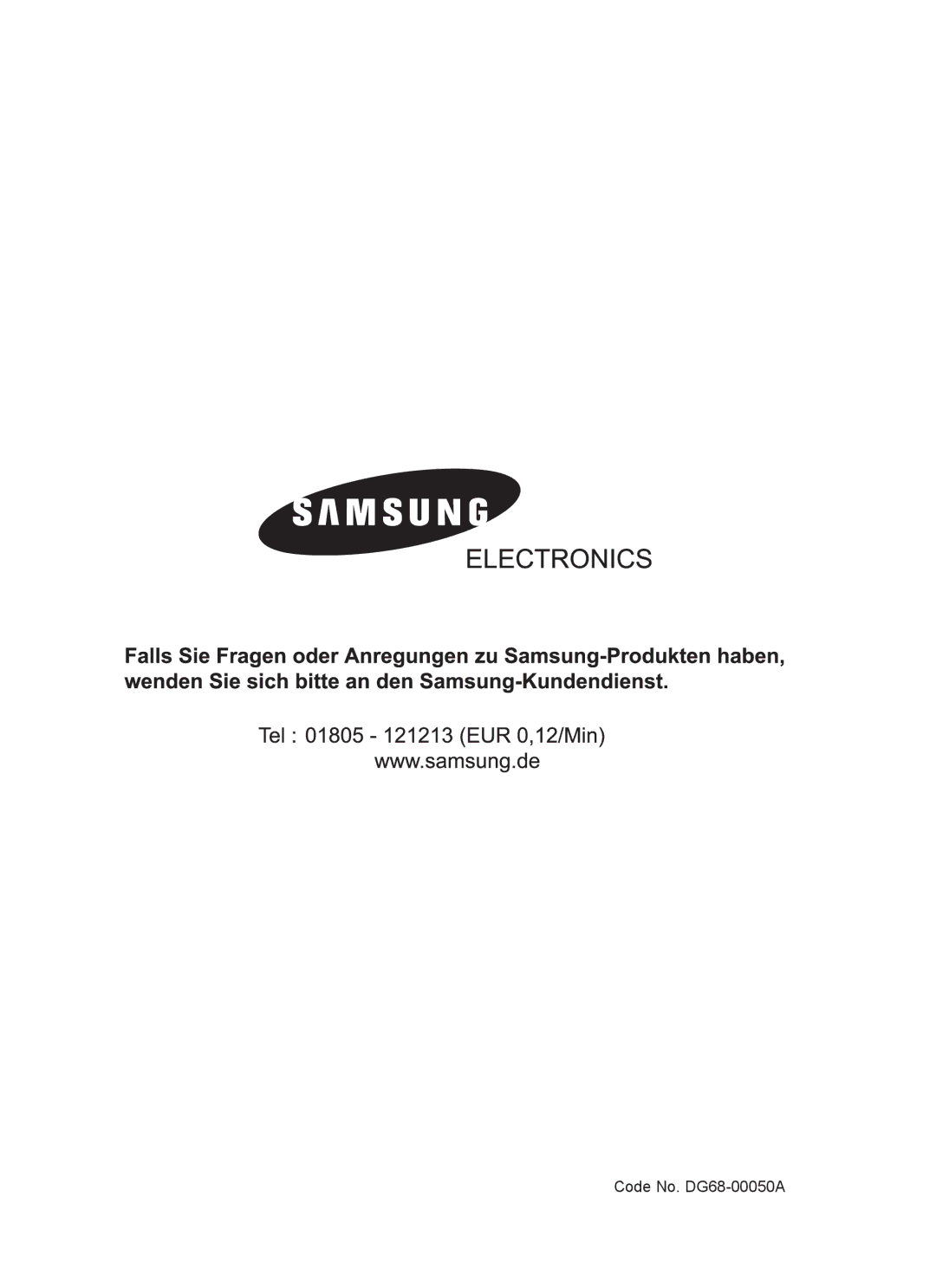 Samsung BT62CDST/XEG manual Code No. DG68-00050A 