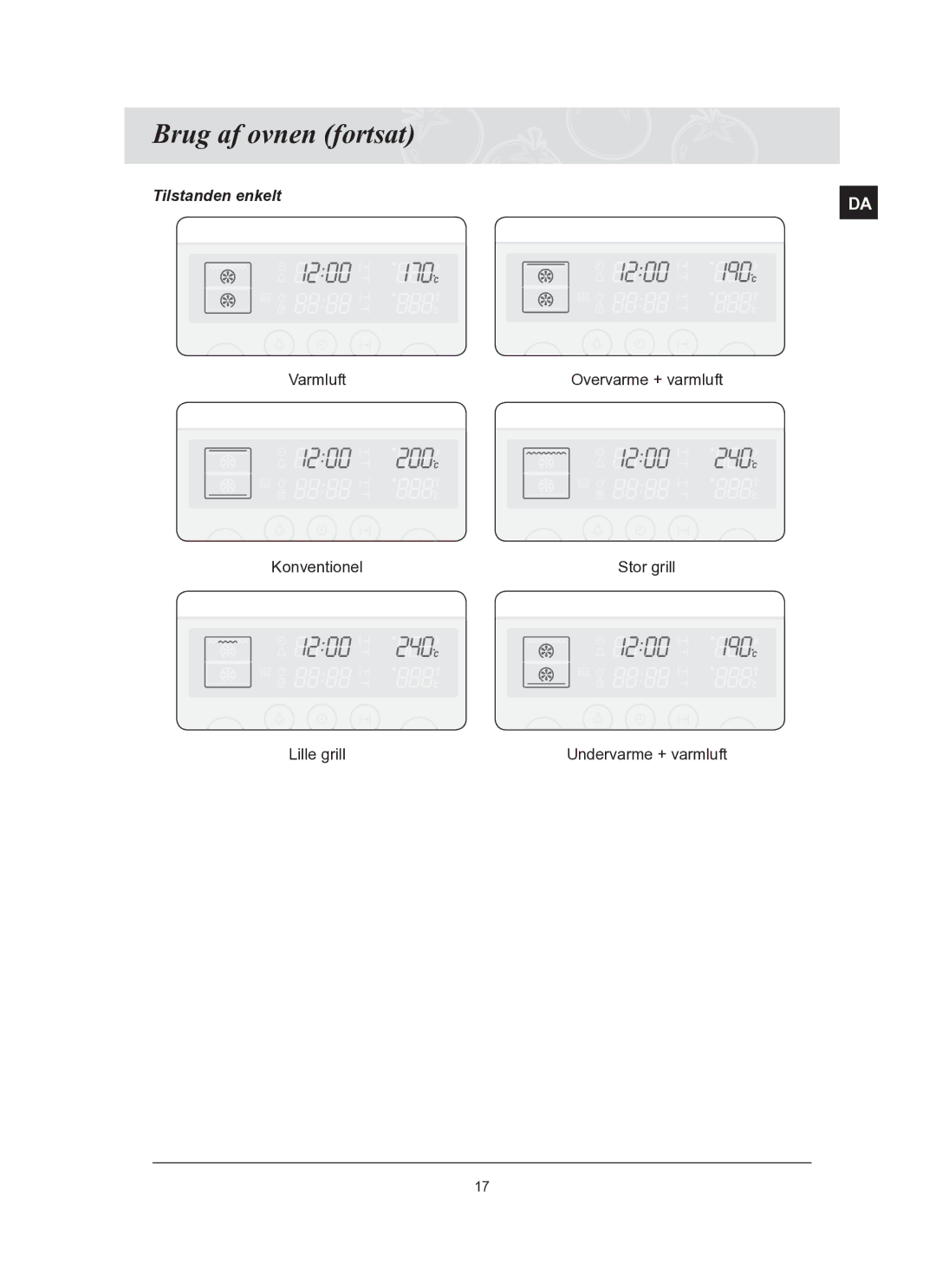 Samsung BT62FQBPST/XEE manual Tilstanden enkelt 