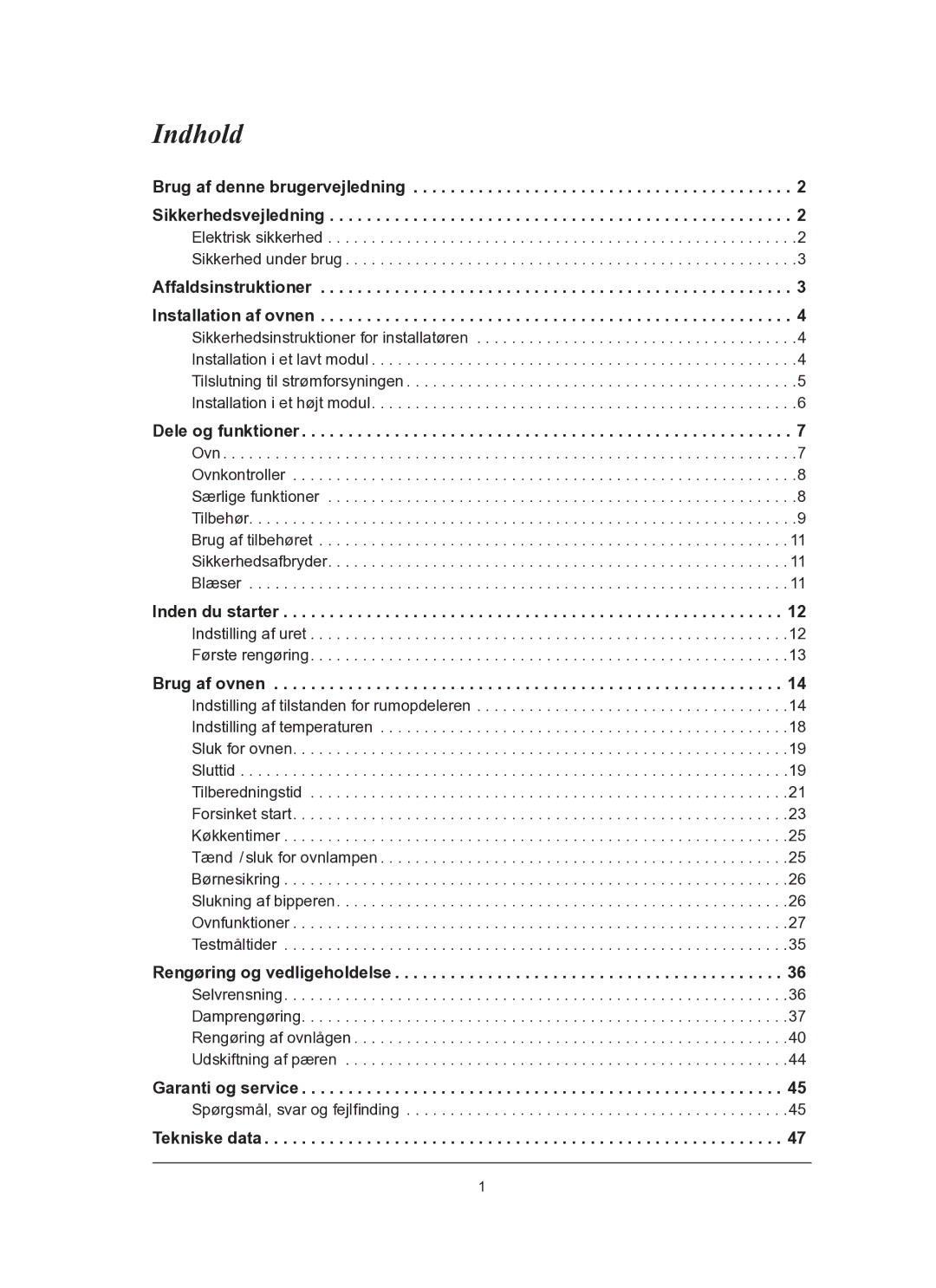 Samsung BT62FQBPST/XEE manual Indhold 