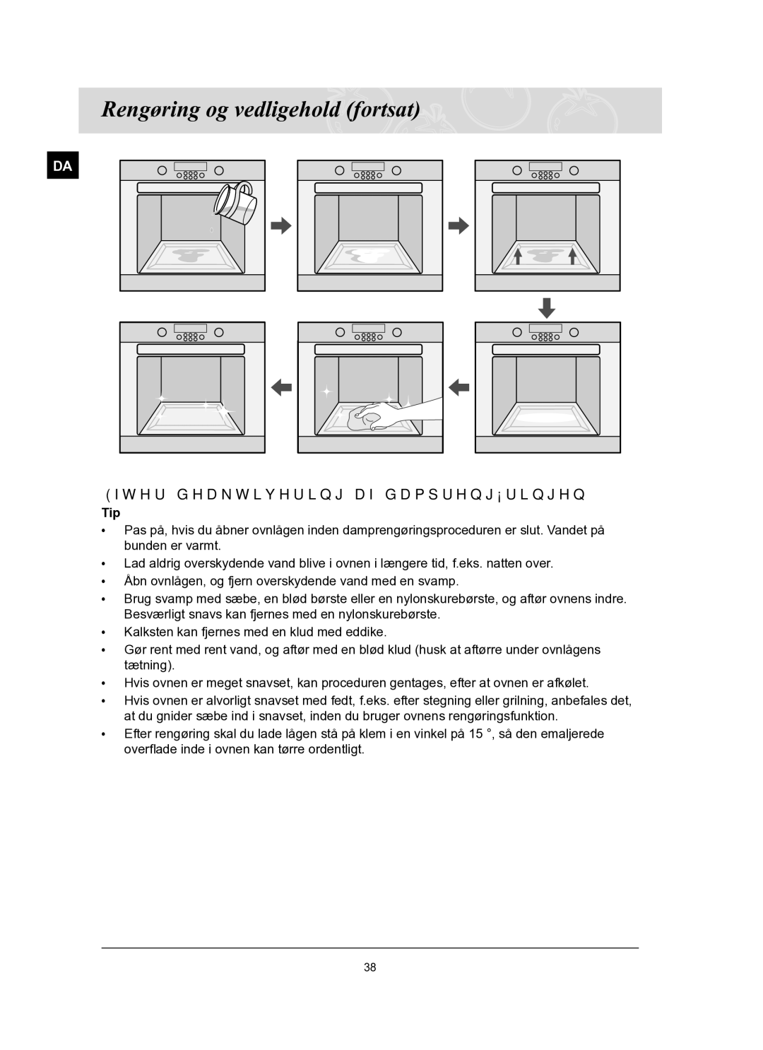 Samsung BT62FQBPST/XEE manual Efter deaktivering af damprengøringen, Tip 