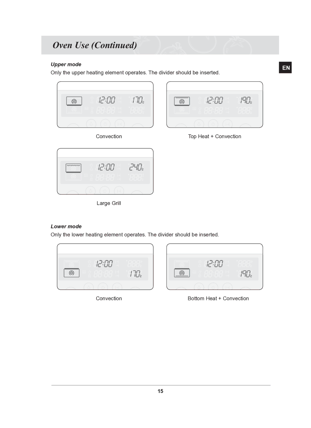 Samsung BT62FQBPST/XEE manual Lower mode 