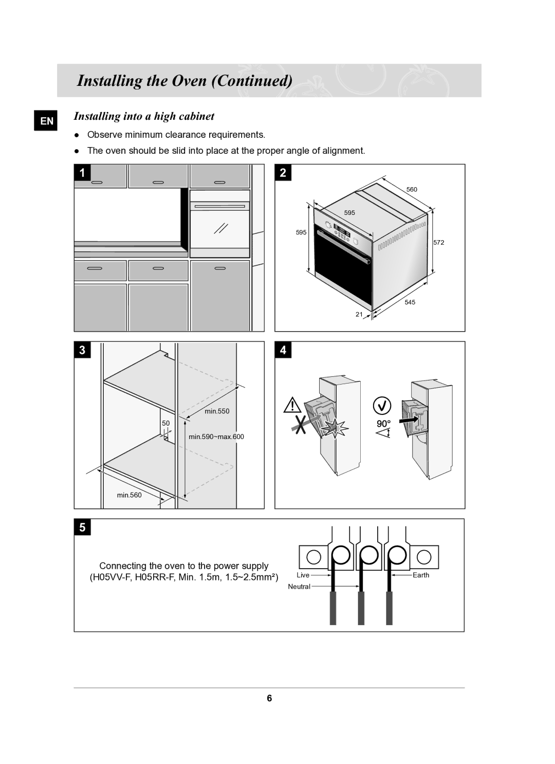 Samsung BT62FQBPST/XEE manual Installing into a high cabinet 