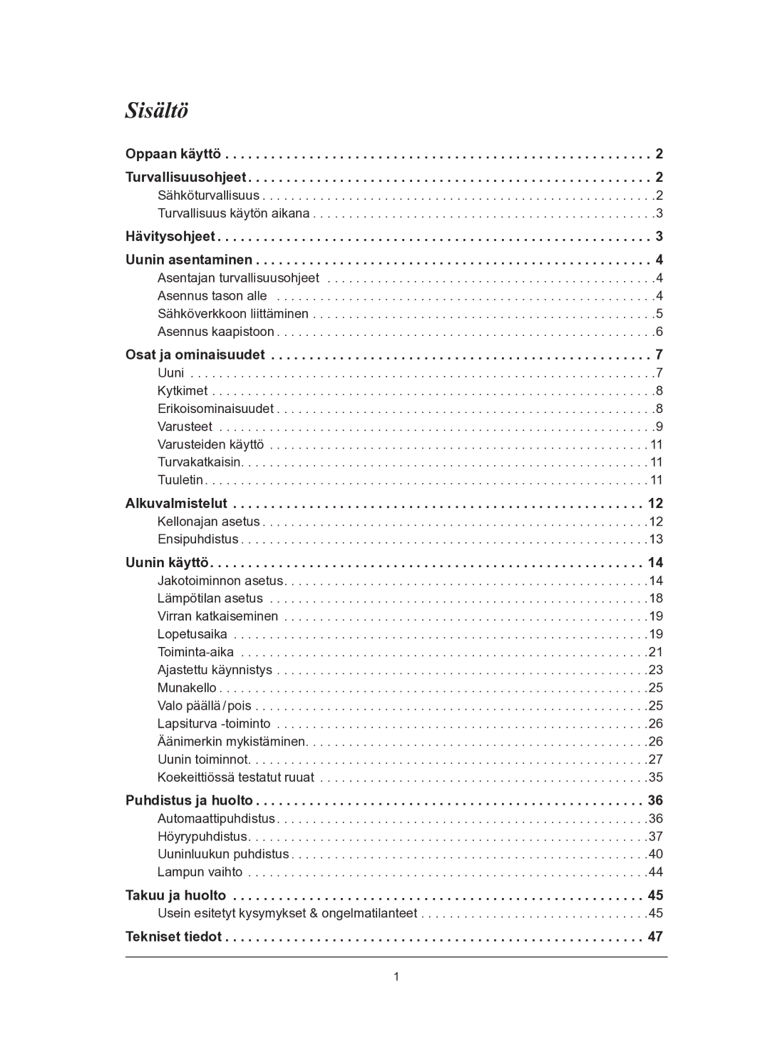 Samsung BT62FQBPST/XEE manual Sisältö 