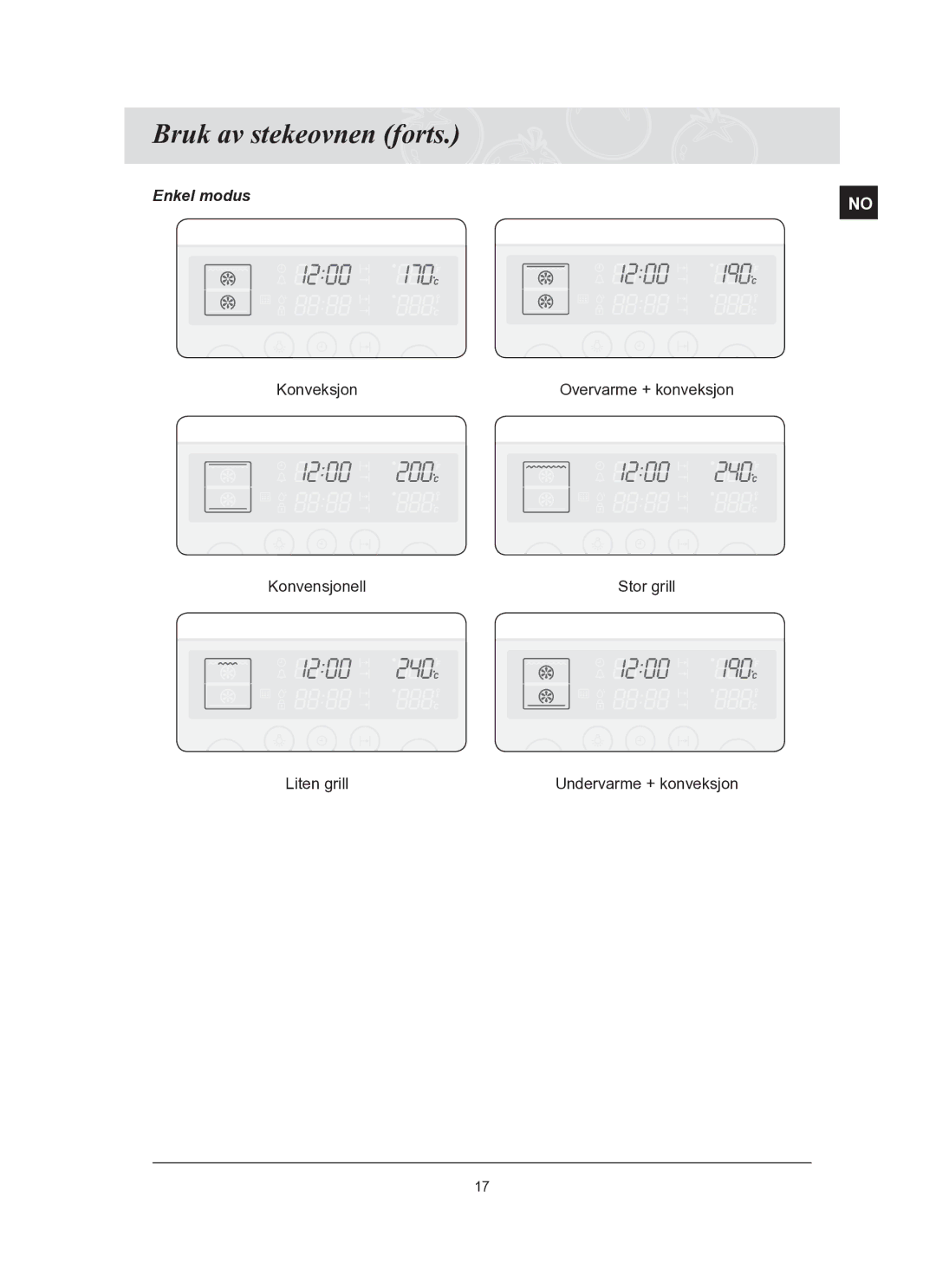 Samsung BT62FQBPST/XEE manual Enkel modus 