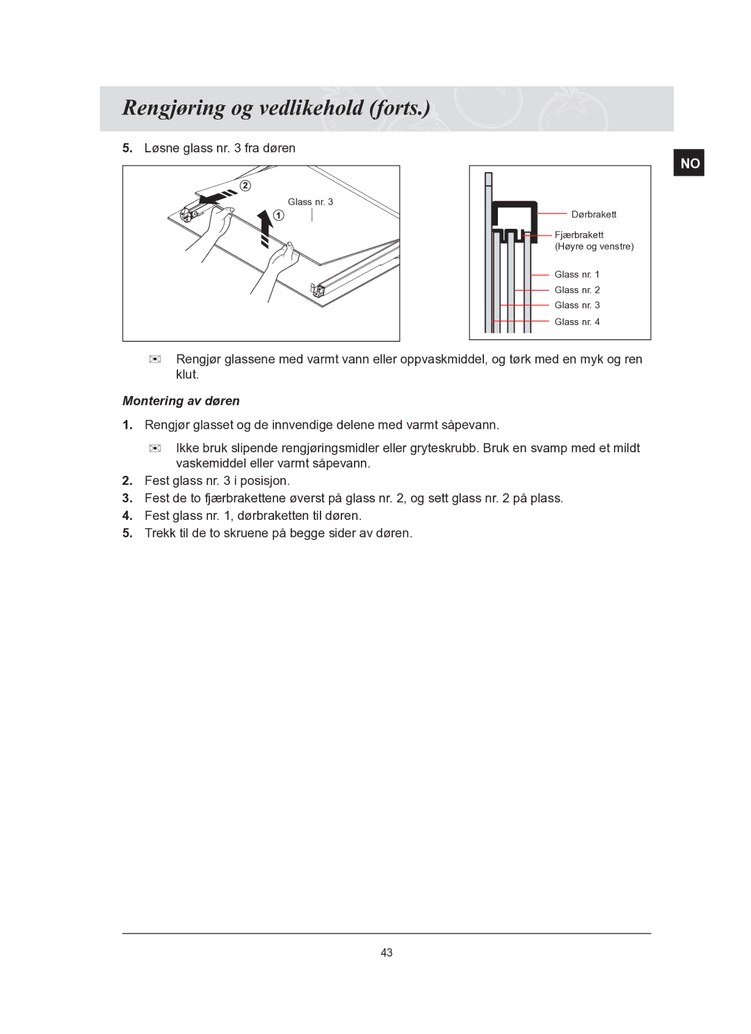 Samsung BT62FQBPST/XEE manual Montering av døren 