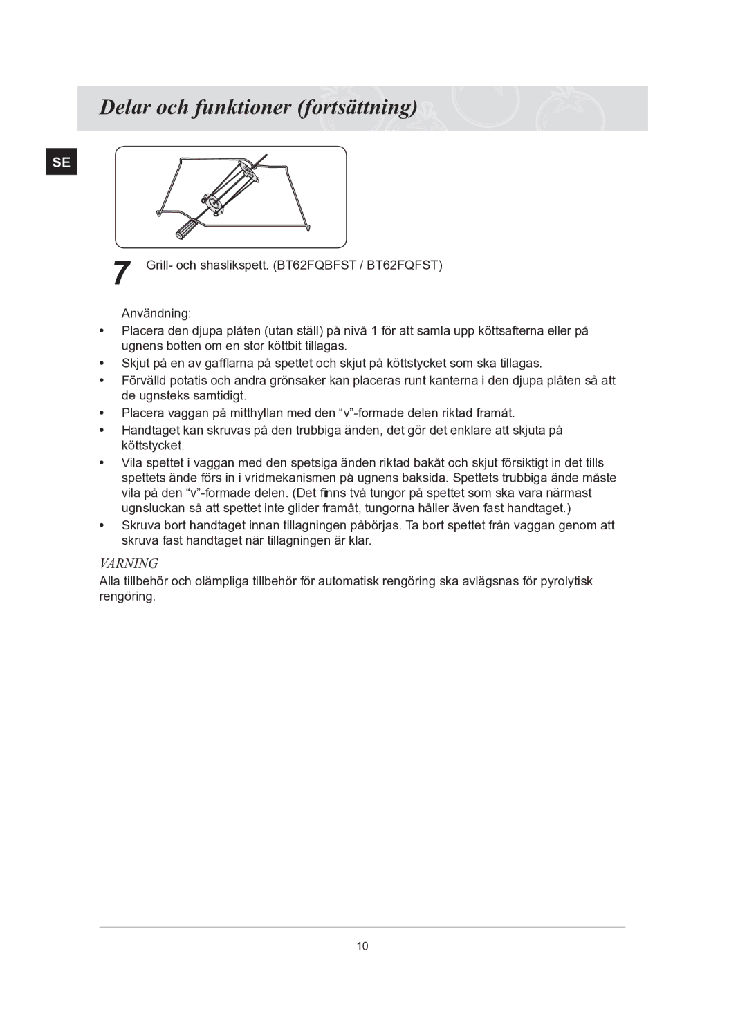 Samsung BT62FQBPST/XEE manual Varning 