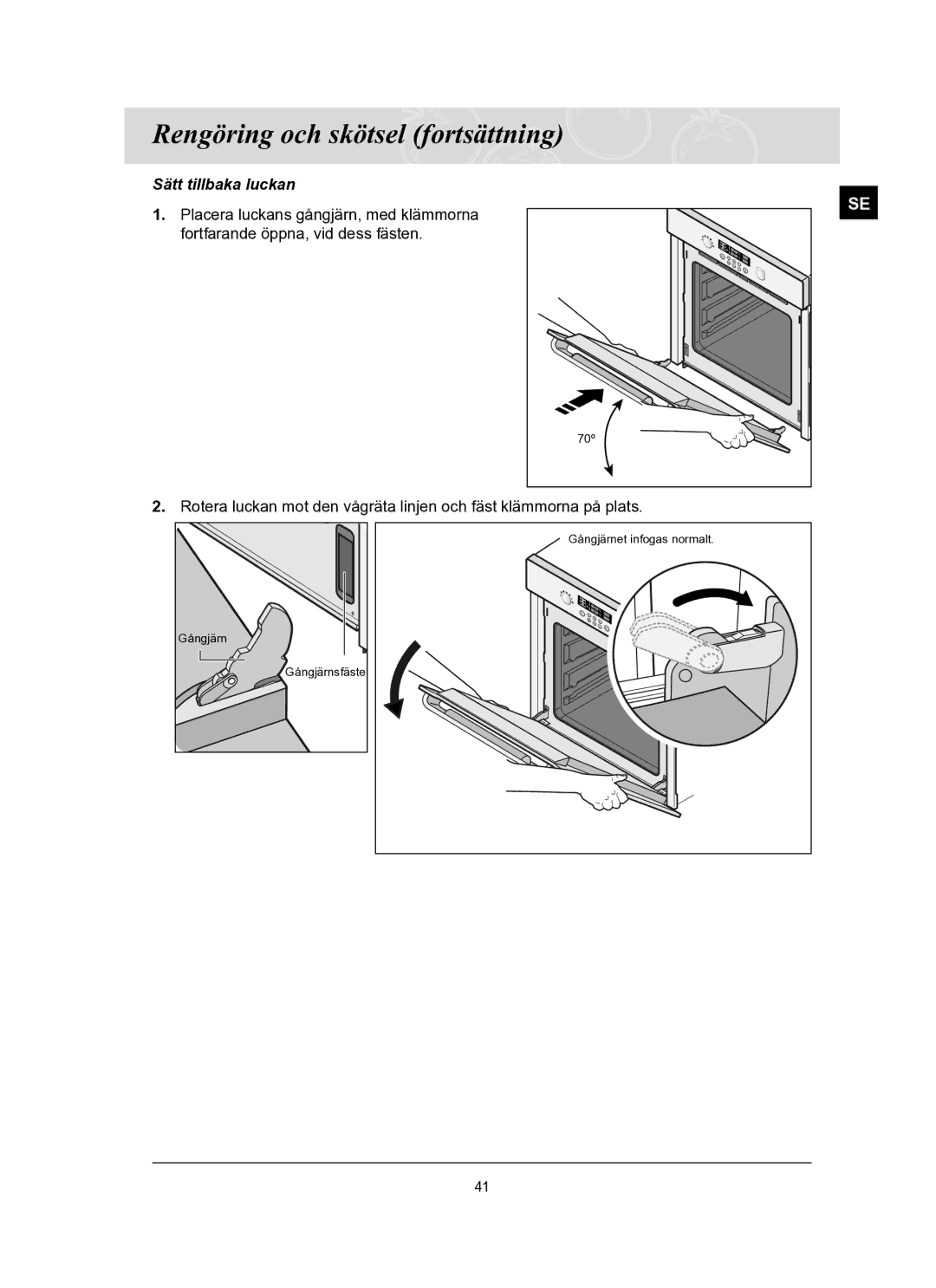 Samsung BT62FQBPST/XEE manual Sätt tillbaka luckan 