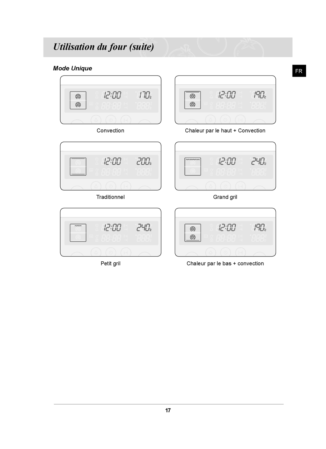 Samsung BT62FQBPST/XEF manual Mode Unique 