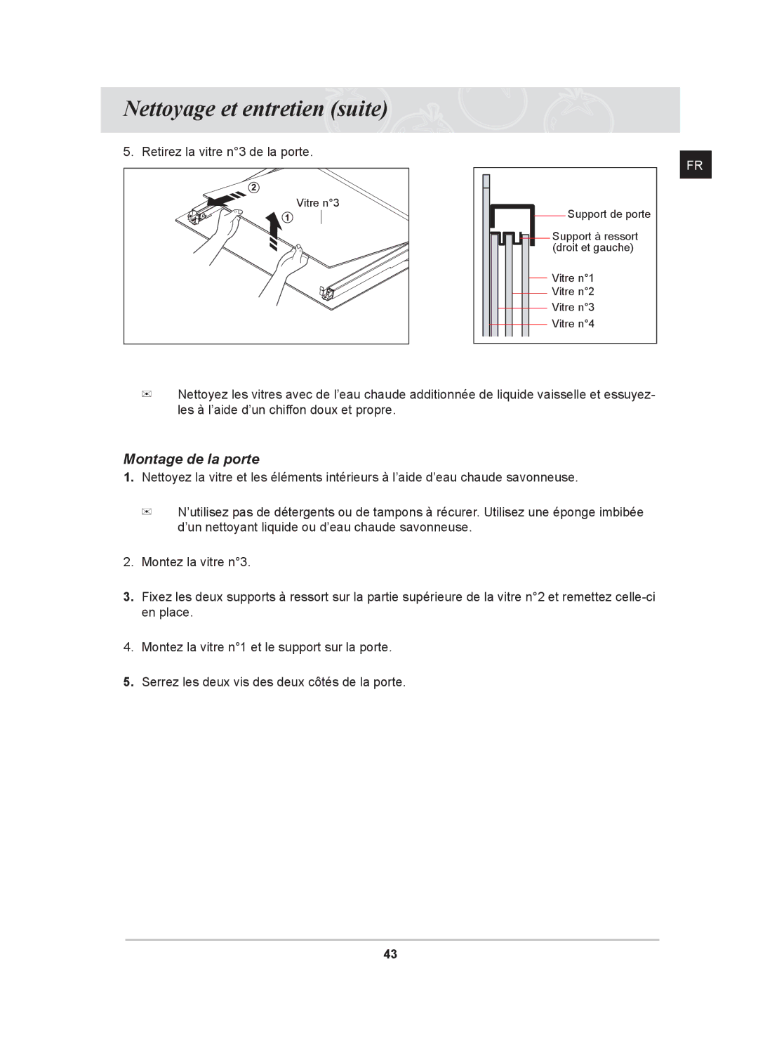 Samsung BT62FQBPST/XEF manual Montage de la porte 