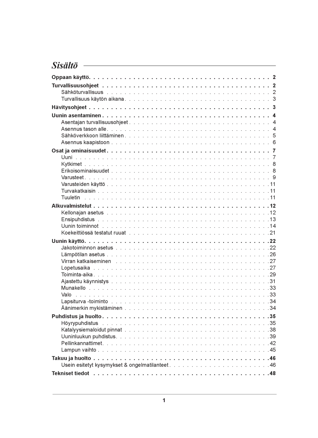 Samsung BT62TDBB/XEE manual Sisältö 