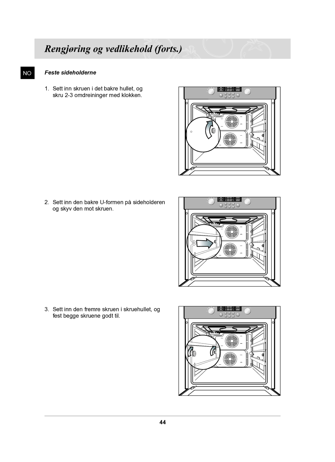 Samsung BT62TDBB/XEE manual Feste sideholderne 