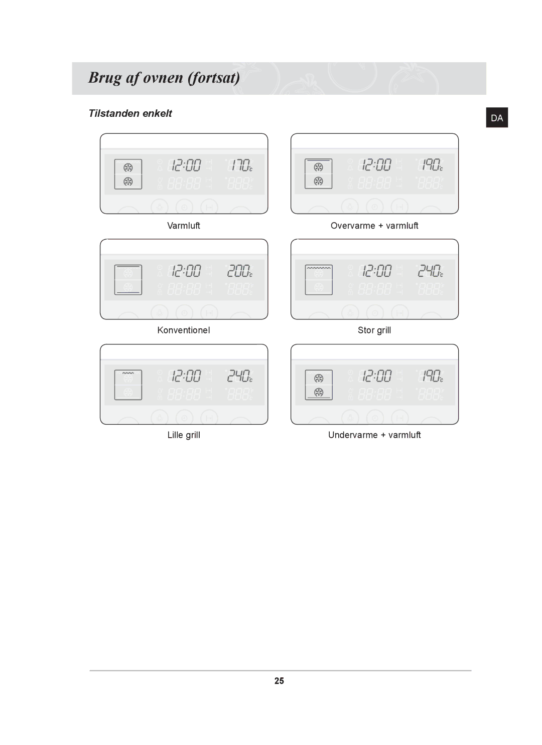 Samsung BT62TDBB/XEE manual Tilstanden enkelt 