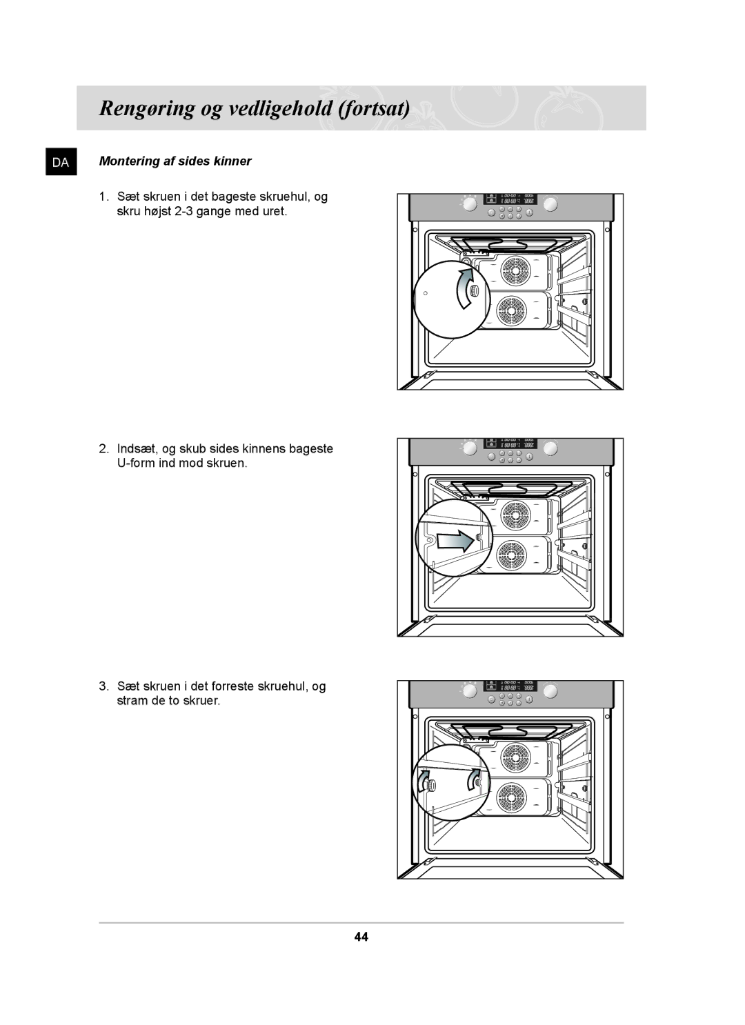 Samsung BT62TDBB/XEE manual Montering af sides kinner 