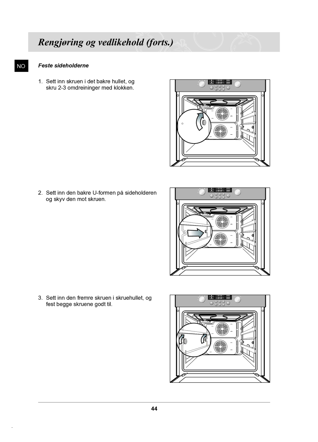 Samsung BT62TDBB/XEE manual Feste sideholderne 