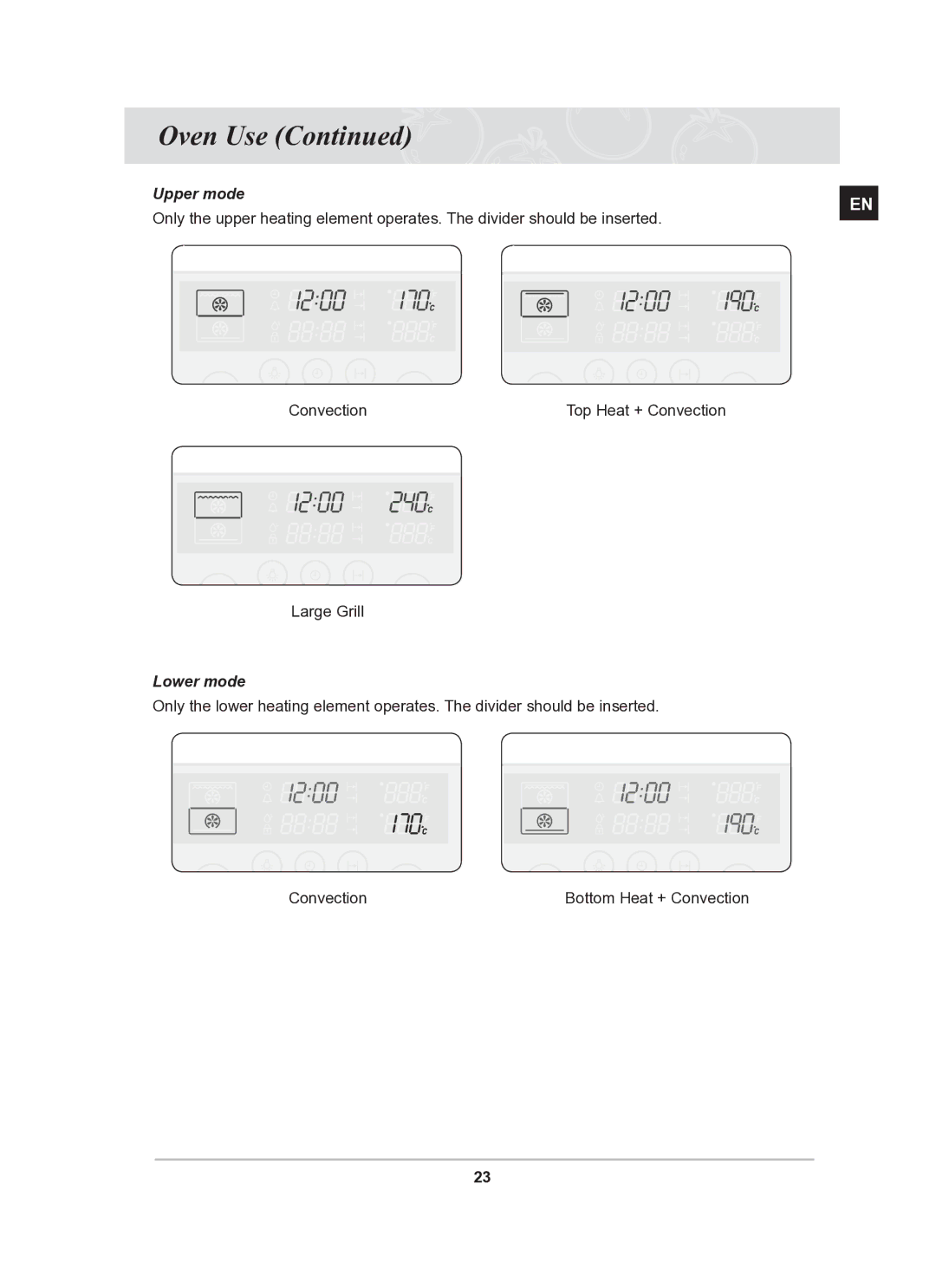 Samsung BT62TDBST/XEE manual Lower mode 