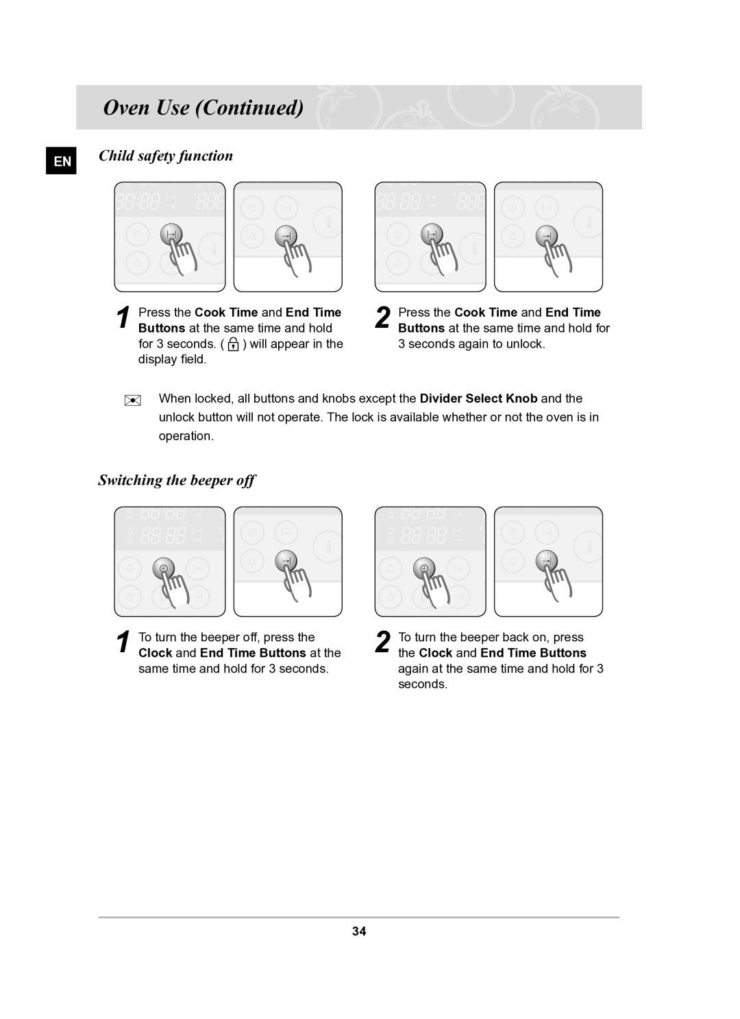 Samsung BT62TDBST/XEE manual Child safety function, Switching the beeper off 