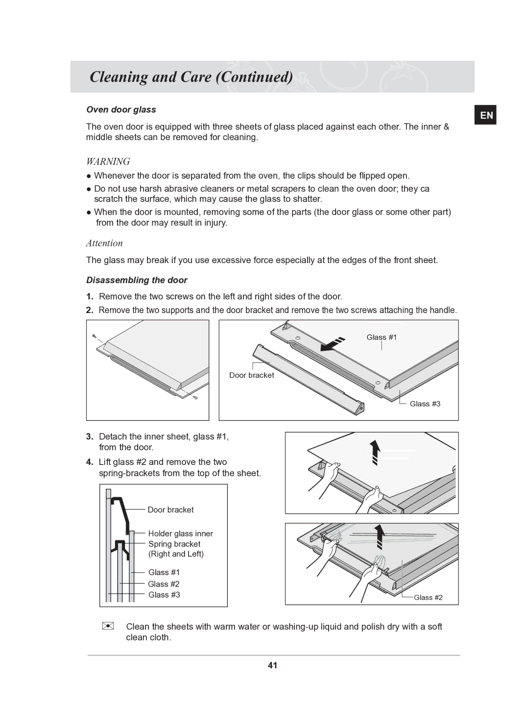 Samsung BT62TDBST/XEE manual Oven door glass, Disassembling the door 