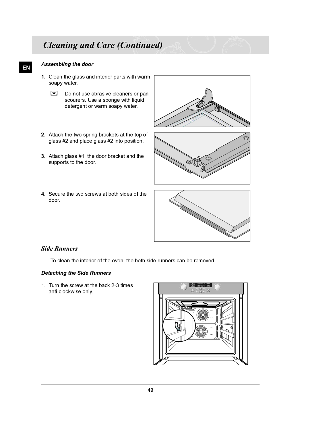 Samsung BT62TDBST/XEE manual Assembling the door, Detaching the Side Runners 