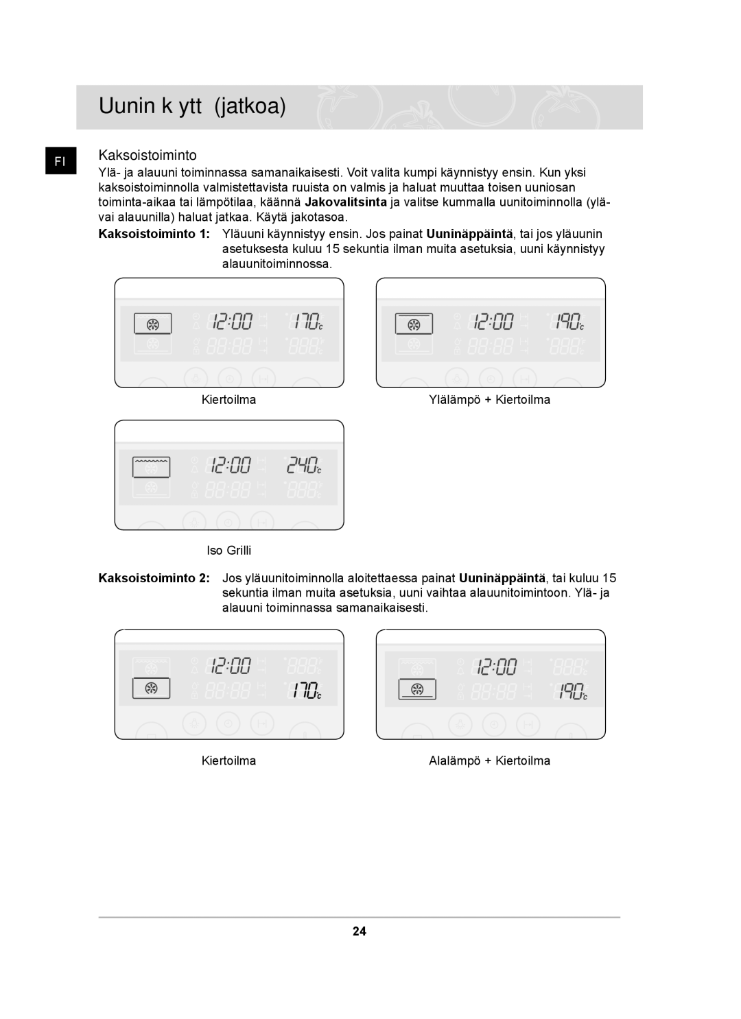 Samsung BT62TDBST/XEE manual FI Kaksoistoiminto 